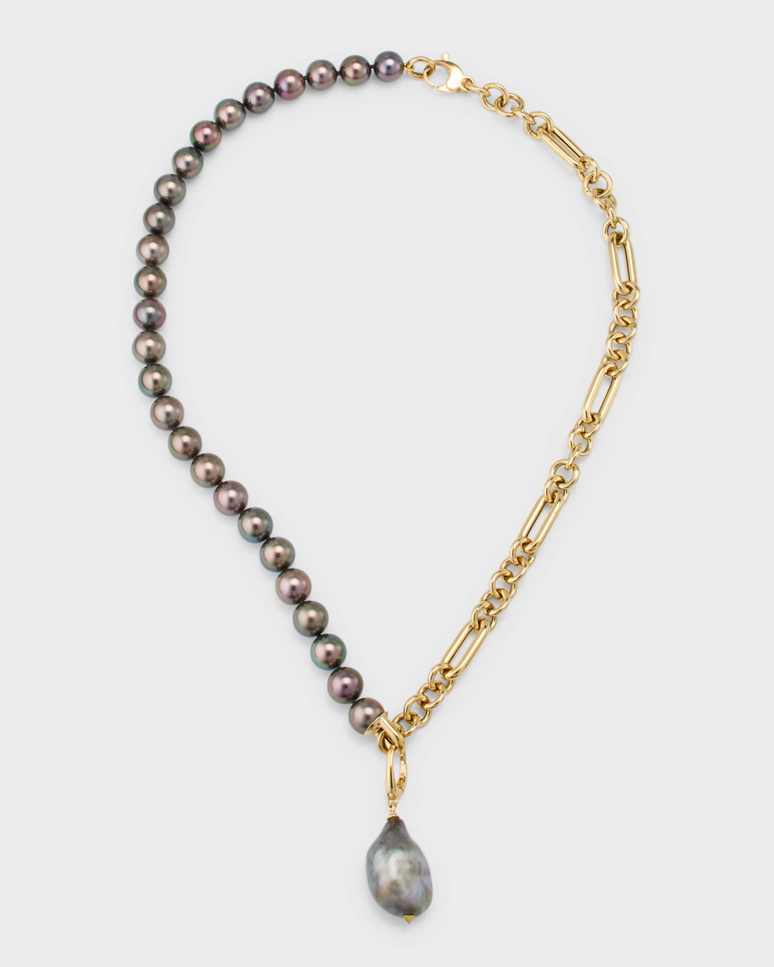 Pearls By Shari 18k Yellow Gold and Tahitian Pearl Necklace Neiman Marcus