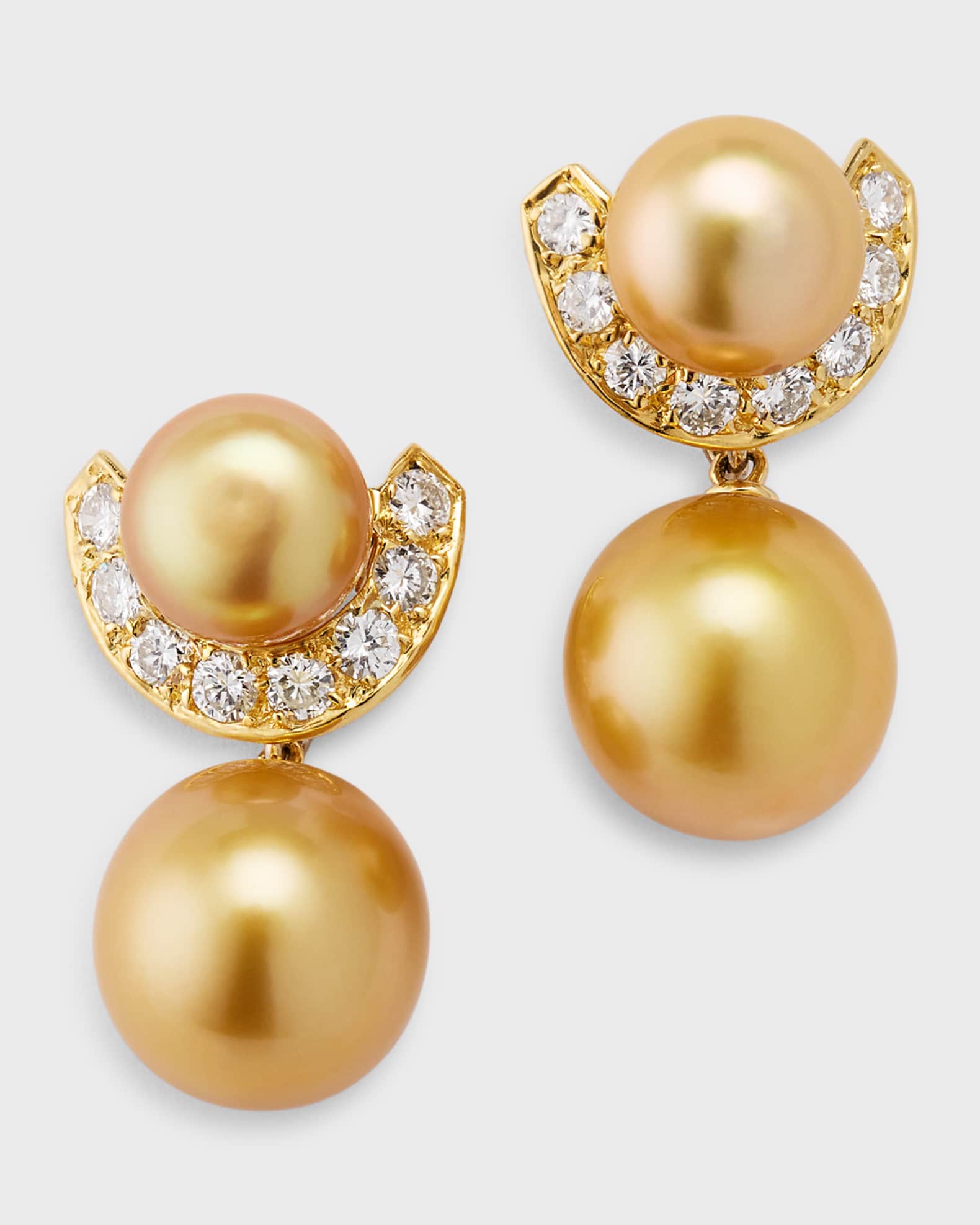 Pearls By Shari 18k Yellow Gold South Sea Pearl and Diamond Earrings