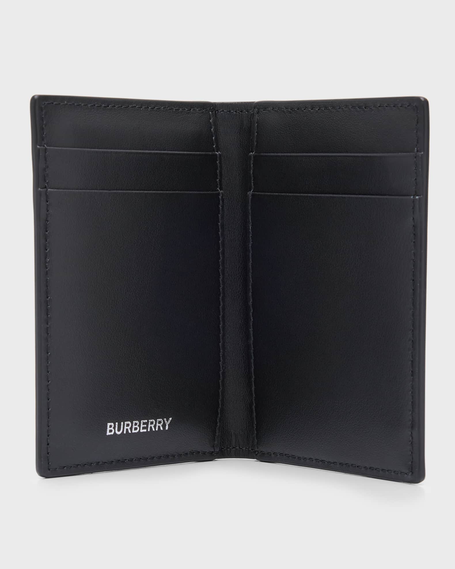 London check and leather card case top