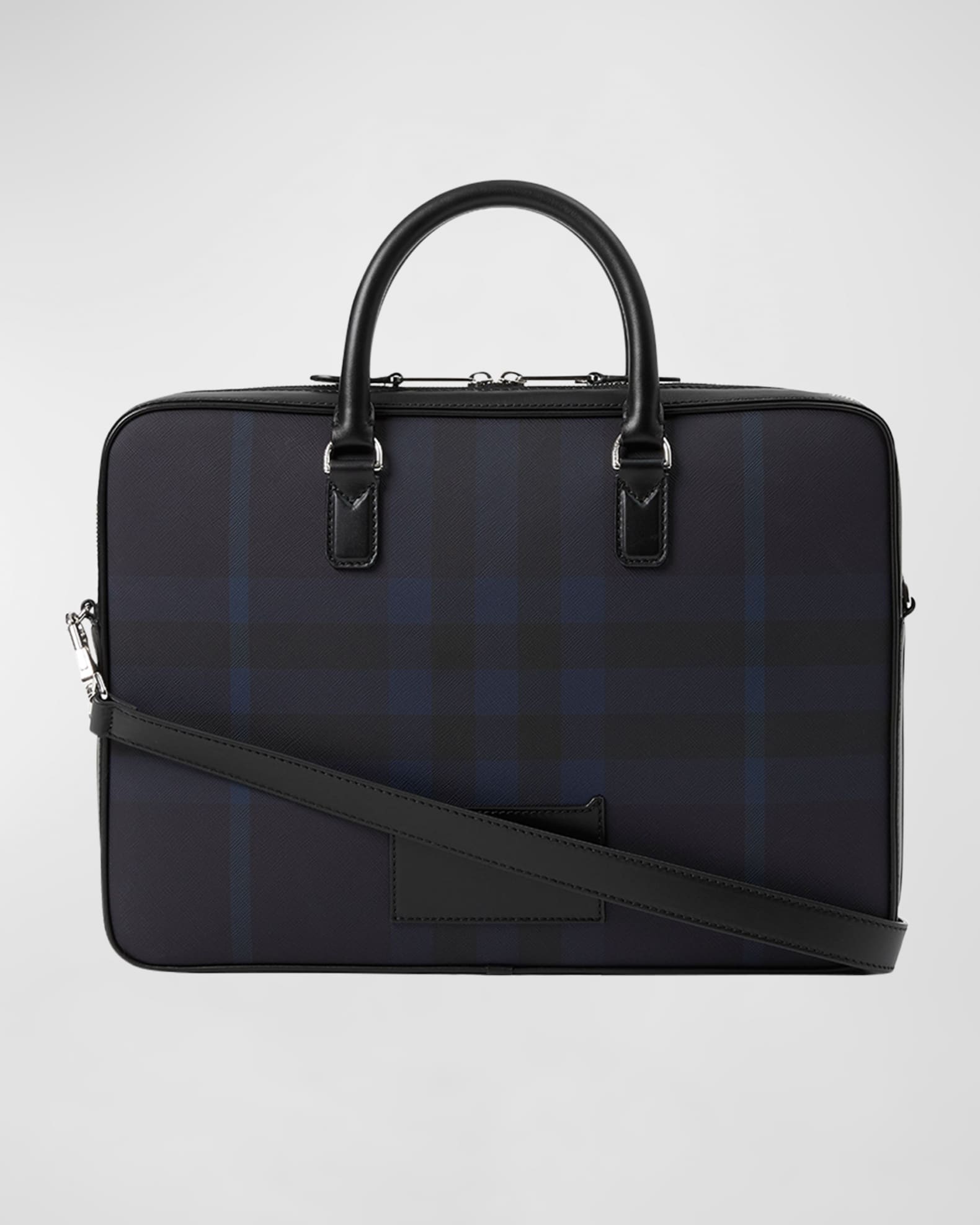 Burberry Men s Slim Ainsworth Check Leather Briefcase Neiman Marcus
