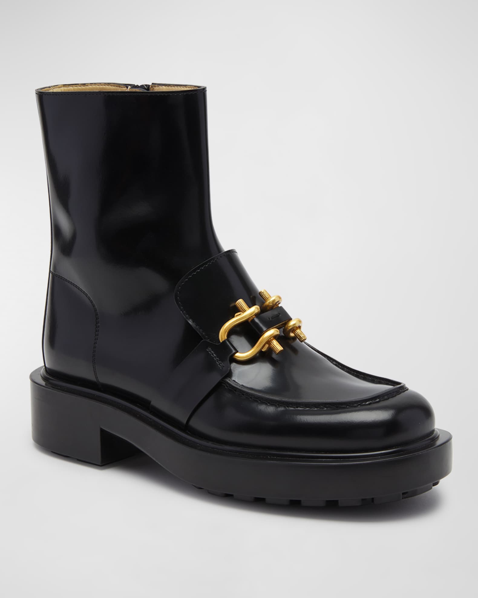 Monsieur Leather Bit Chunky Ankle Boots