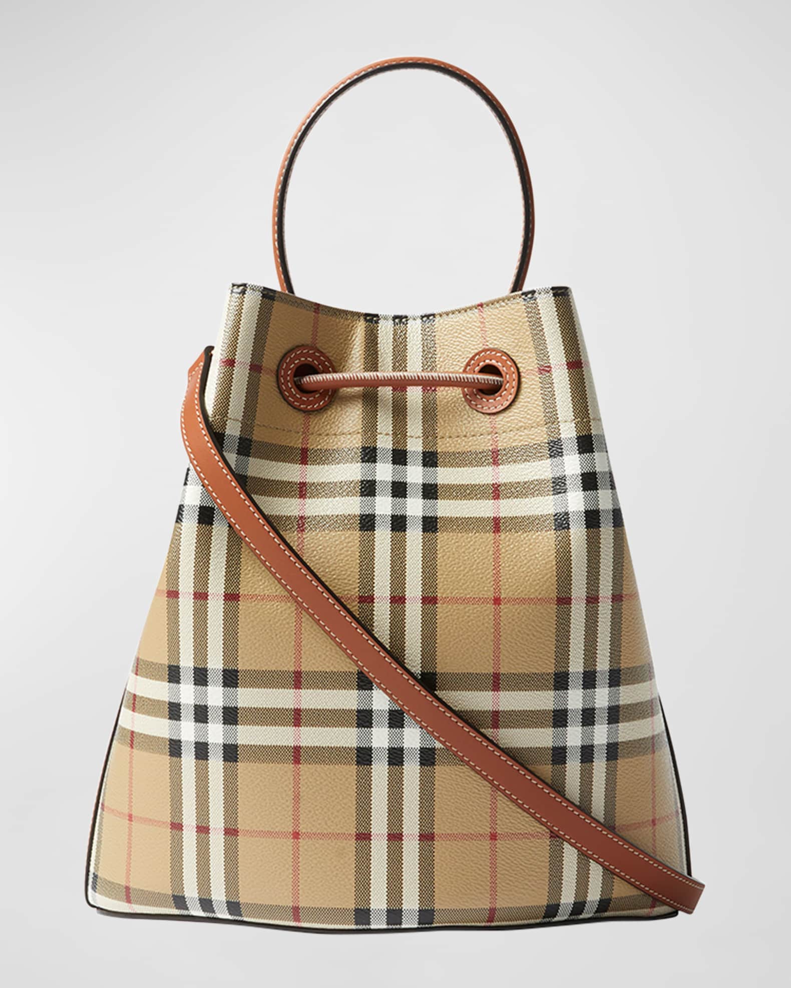 Burberry Small Check Drawstring Bucket Bag | Neiman Marcus