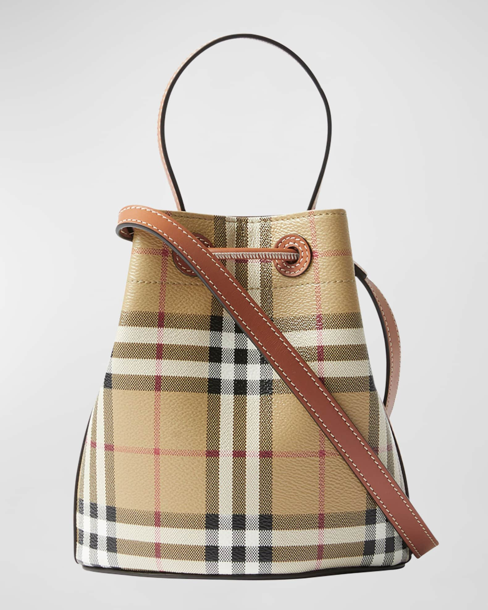 Burberry Check Drawstring Bucket Bag