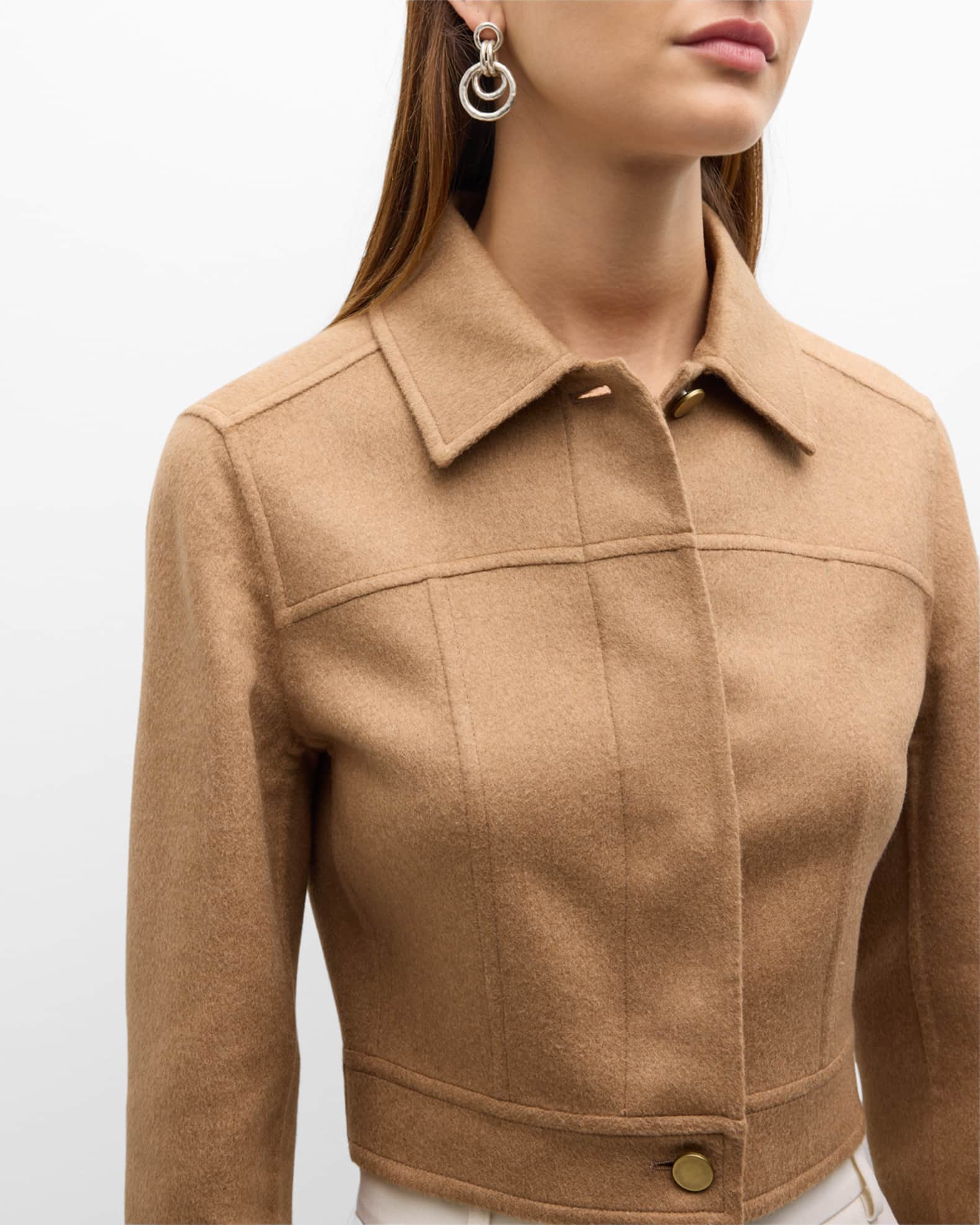 Max Mara Foglia Camel Wool Short Jacket | Neiman Marcus
