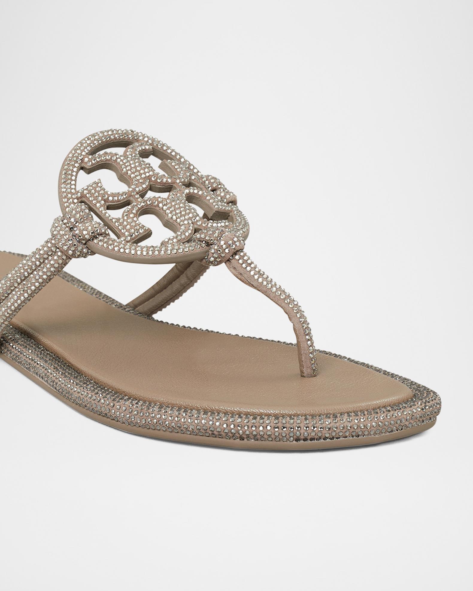 Tory Burch Miller Smooth Leather Pavé Logo Pelt NWT Tory Burch Miller Sandal, Patent Leather | Saks Fifth Avenue main image 4