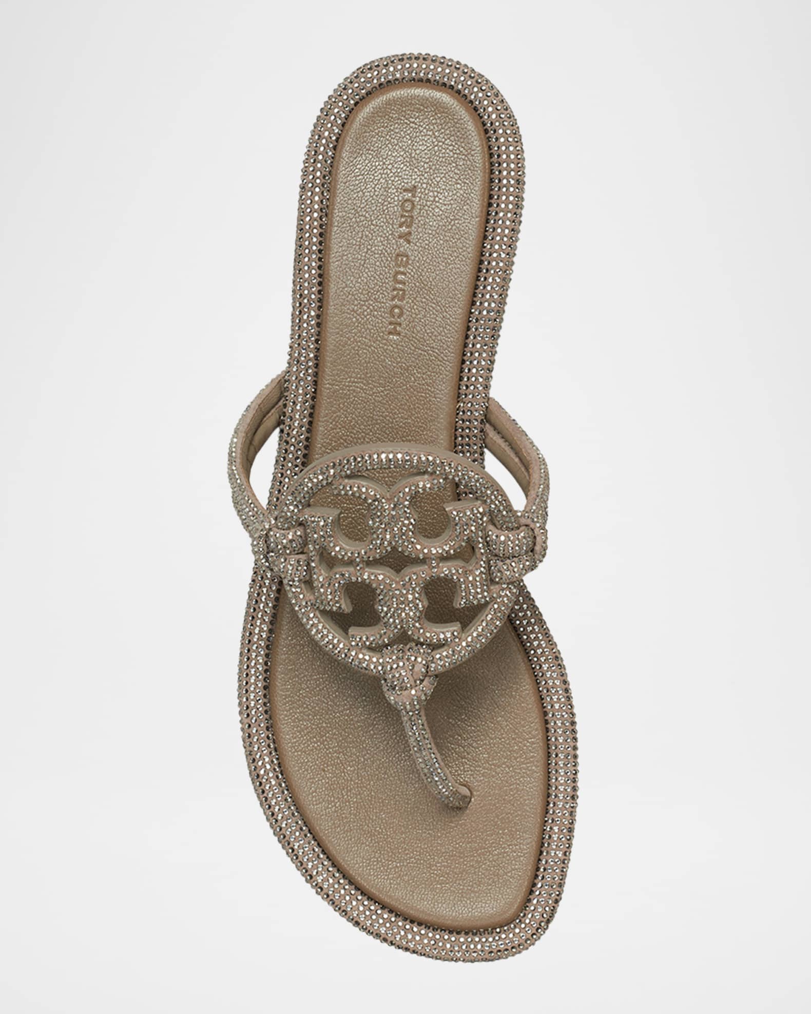 Tory Burch Miller Pave Logo Thong Sandals Neiman Marcus