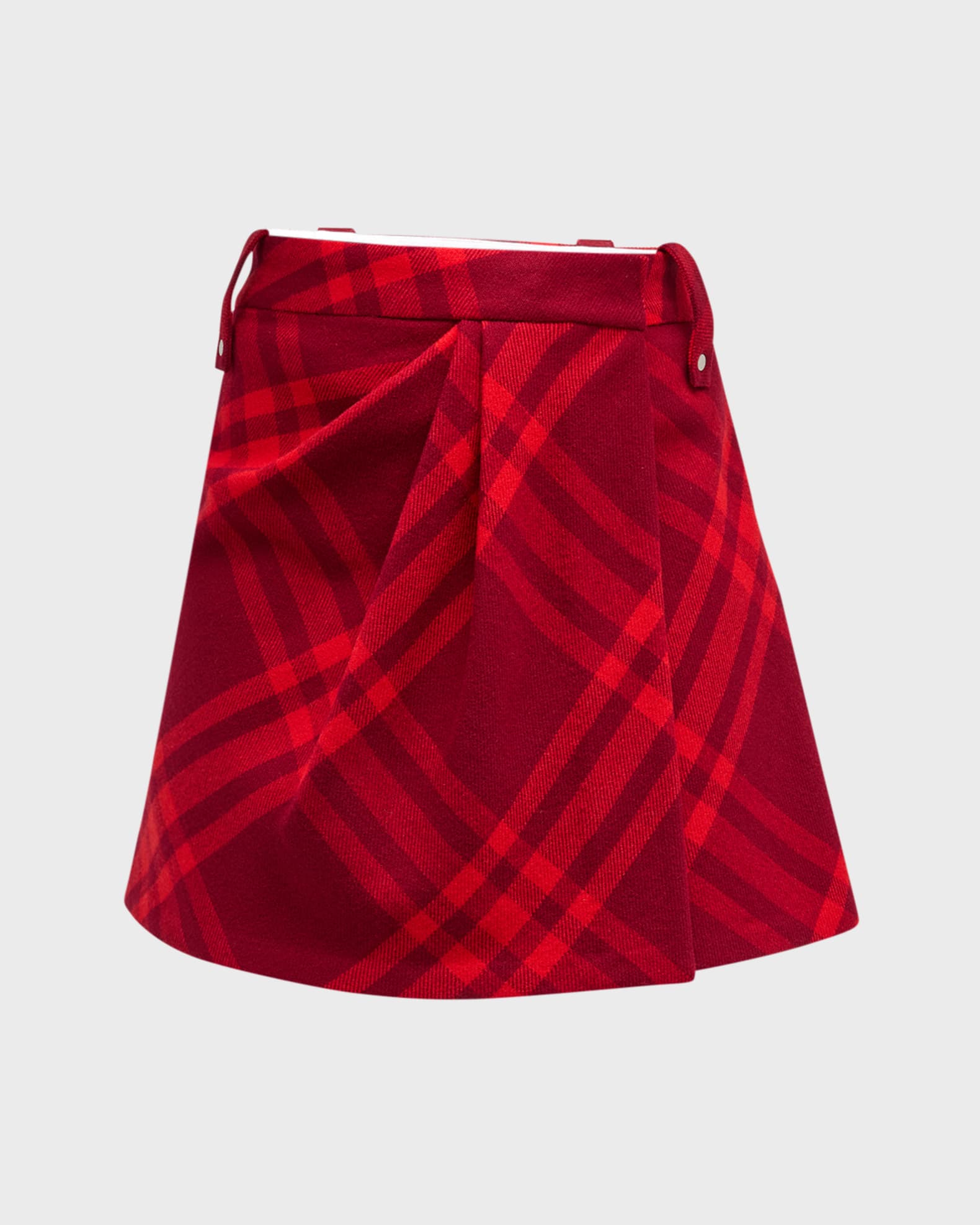 Burberry Check Pleated Wool Mini Wrap Skirt