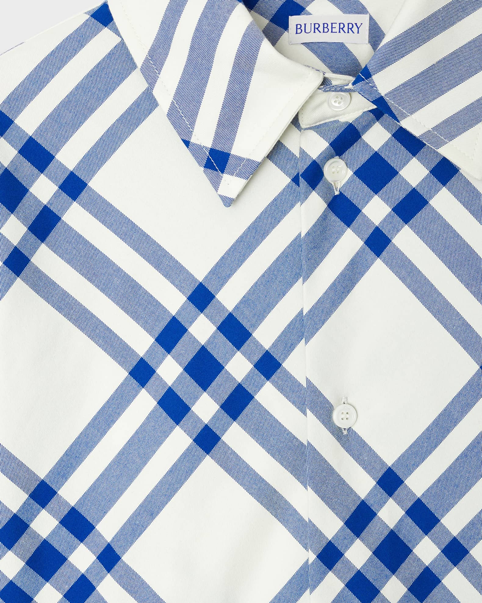 Burberry Blue White Caro Patch Long Sleeve Shirt