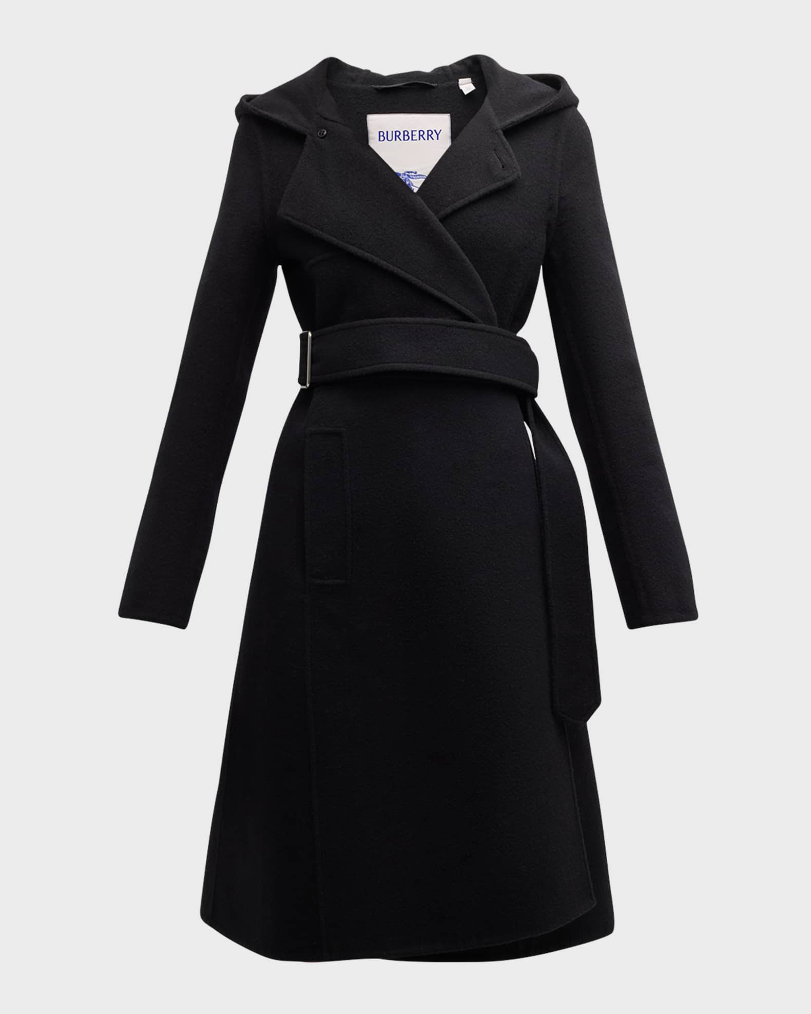 Belted Wool Cashmere Hooded Coat