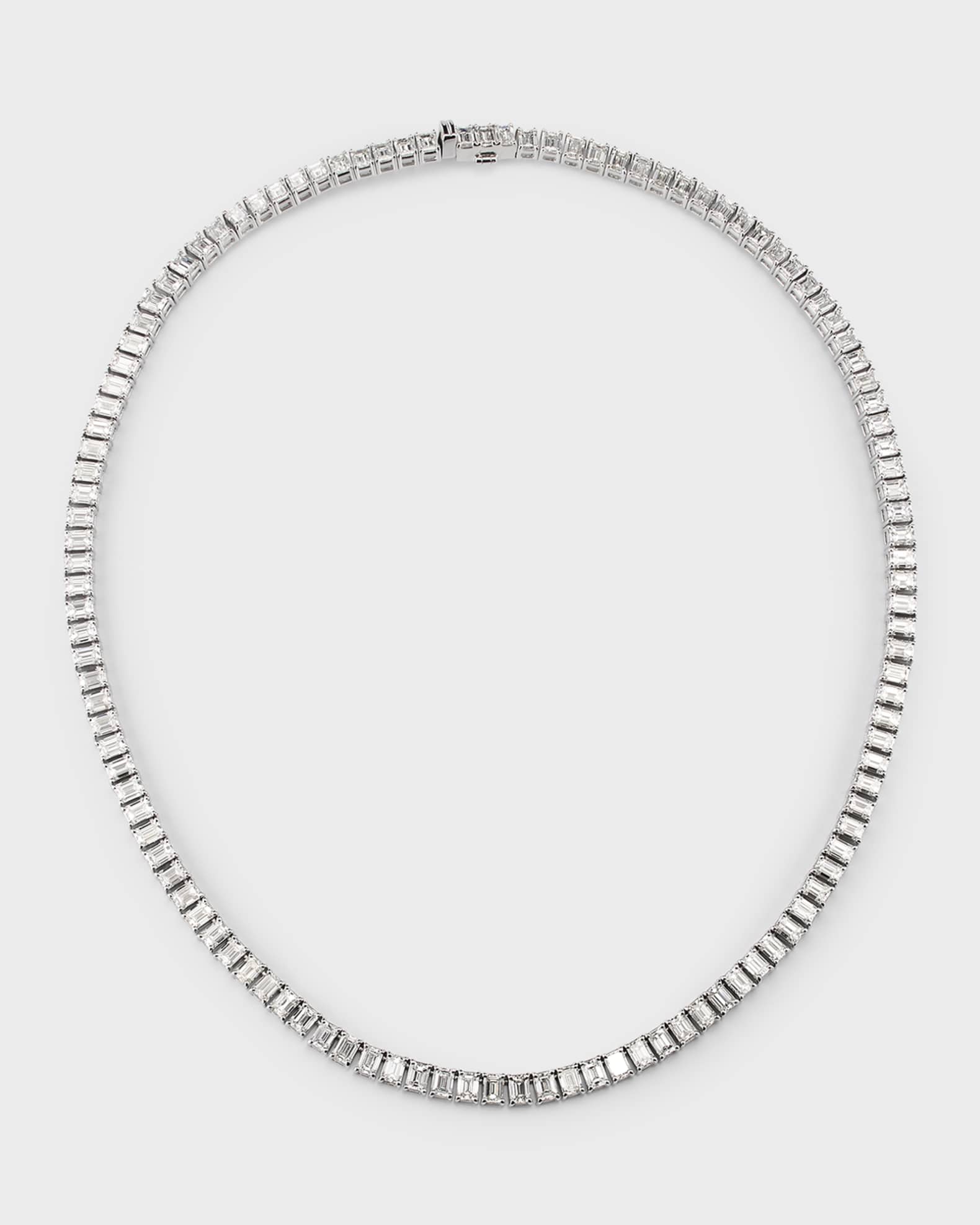 18K White Gold Baguette Diamond Tennis Necklace, 29.5tcw; 17"L 0