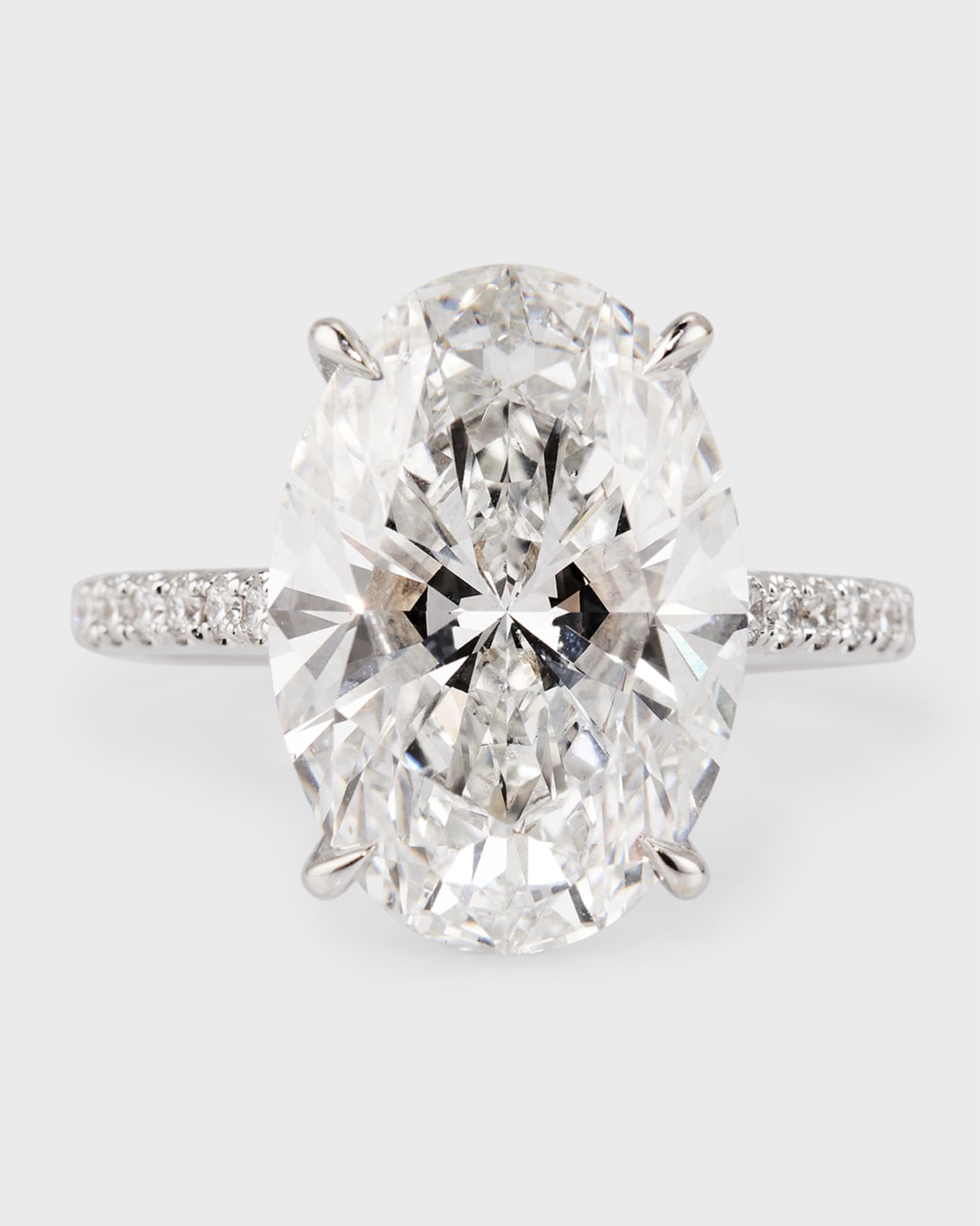 18K White Gold Oval Lab Grown Diamond Ring, Size 7 0