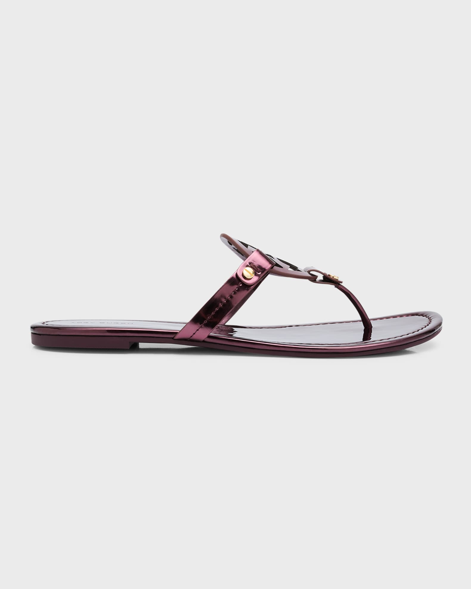 Tory Burch Miller Metallic Logo Thong Sandals | Neiman Marcus