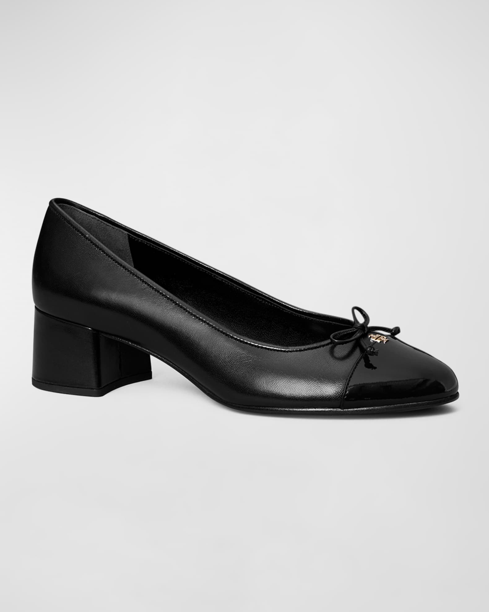 Mixed Leather Cap-Toe Ballerina Pumps 1