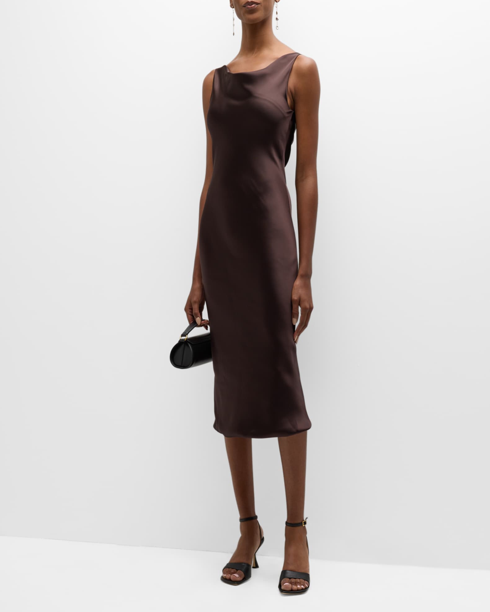 Sleeveless Cowl-Neck Midi Dress