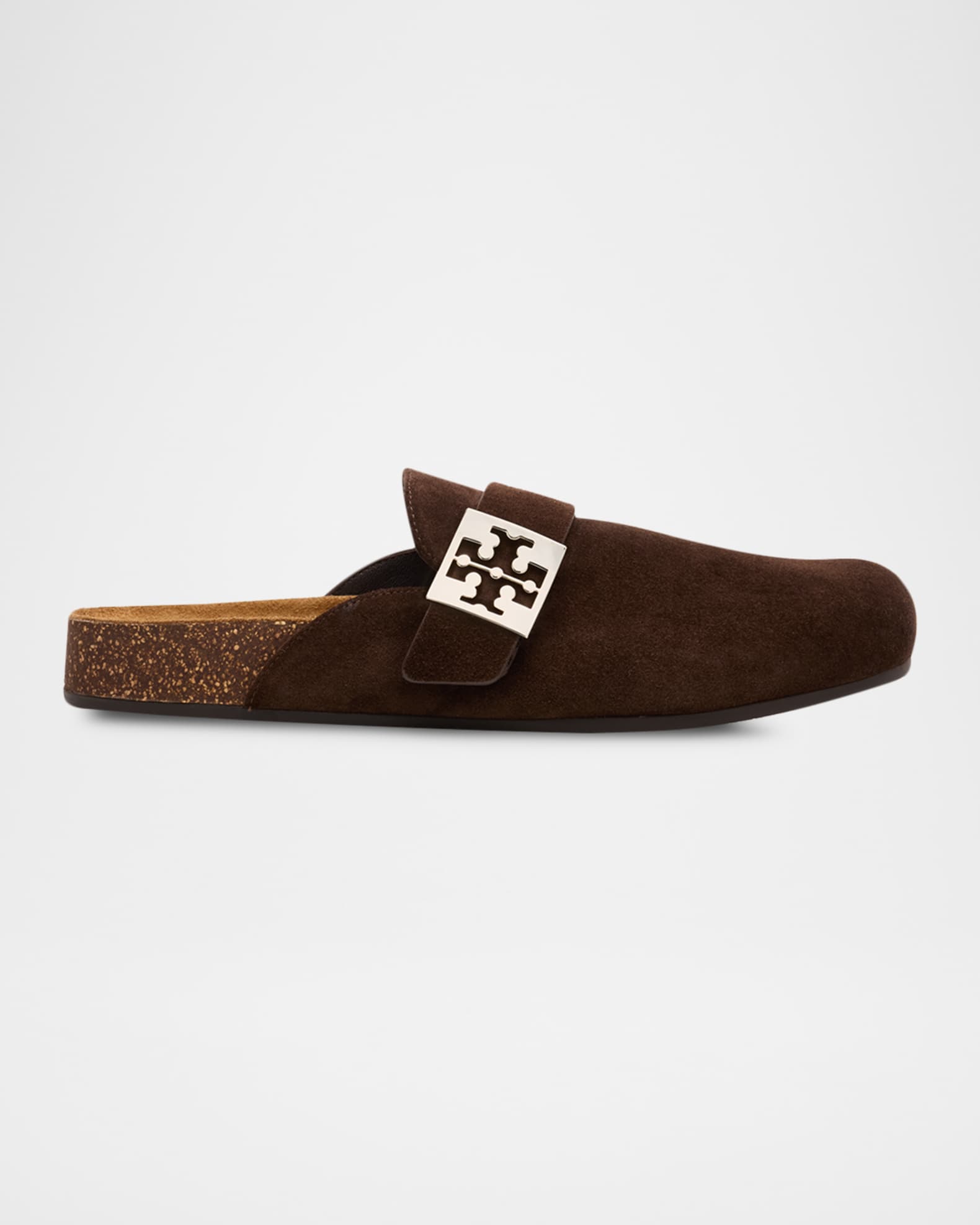 Tory Burch Mellow Suede Buckle Slide Mules | Neiman Marcus