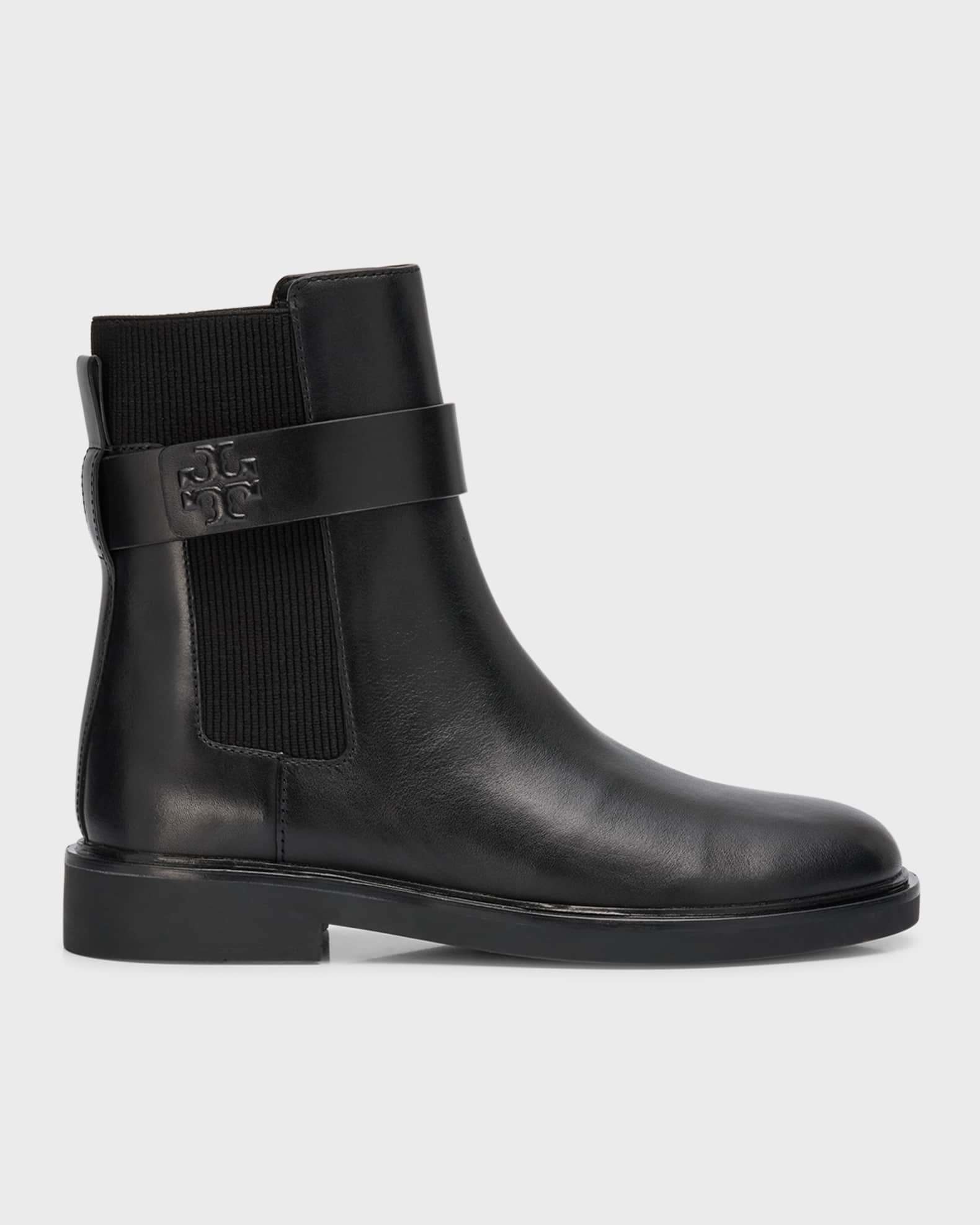 Tory Burch Leather Double T Chelsea Ankle Boots | Neiman Marcus