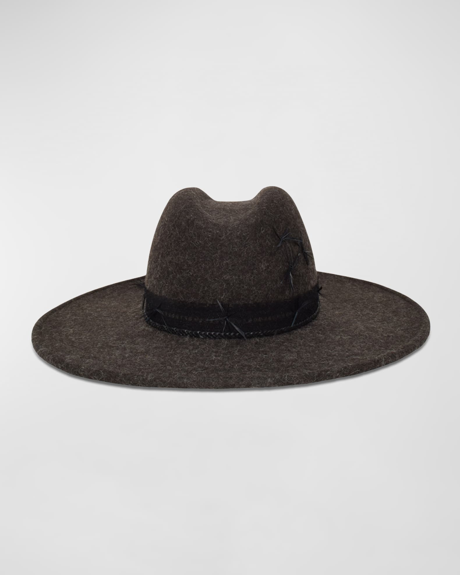 Norma Wool-Silk Fedora With Feathers  0