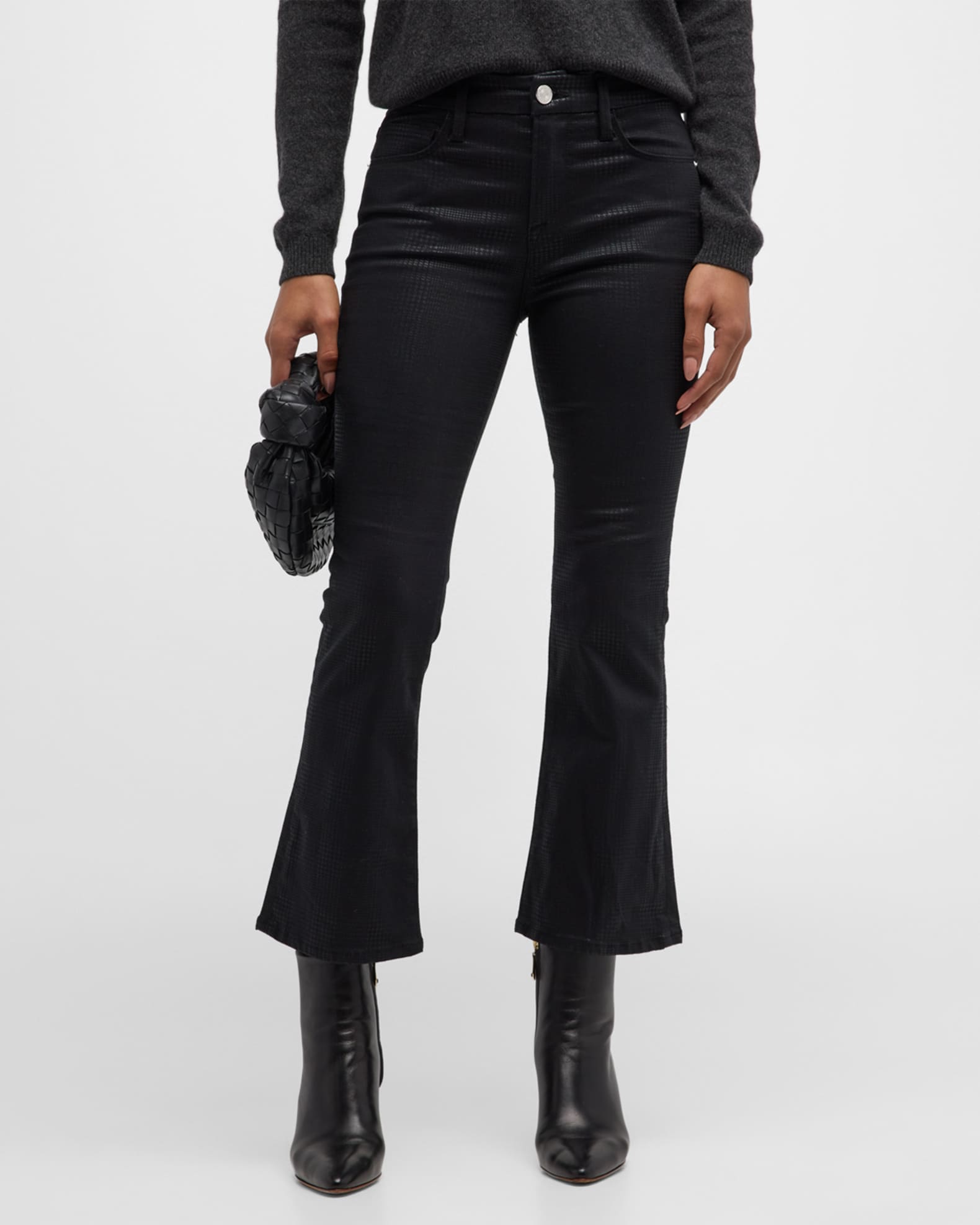 FRAME Le Crop Mini Bootcut Coated Jeans | Neiman Marcus