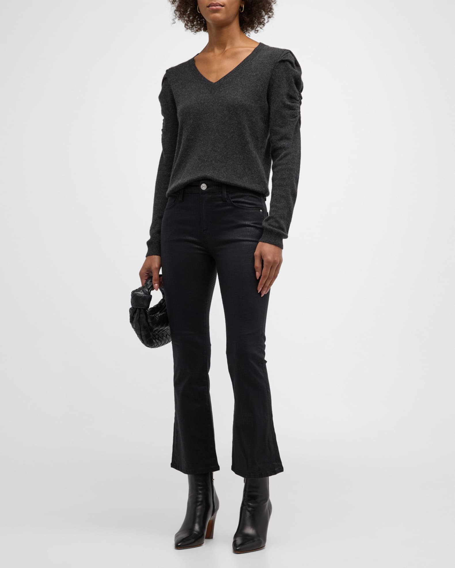 FRAME Le Crop Mini Bootcut Coated Jeans | Neiman Marcus