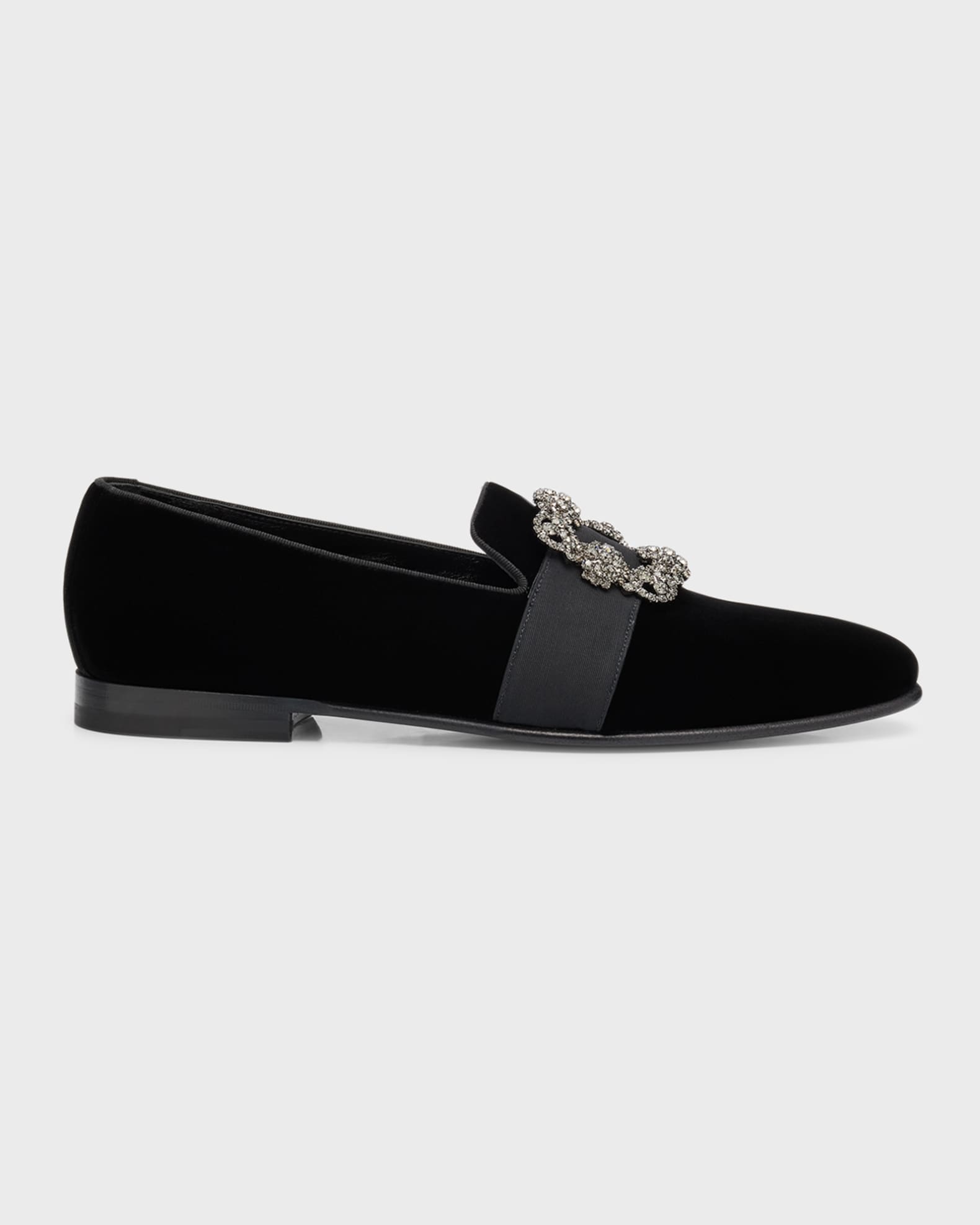 Men's Crystal Buckle Suede Loafers 0