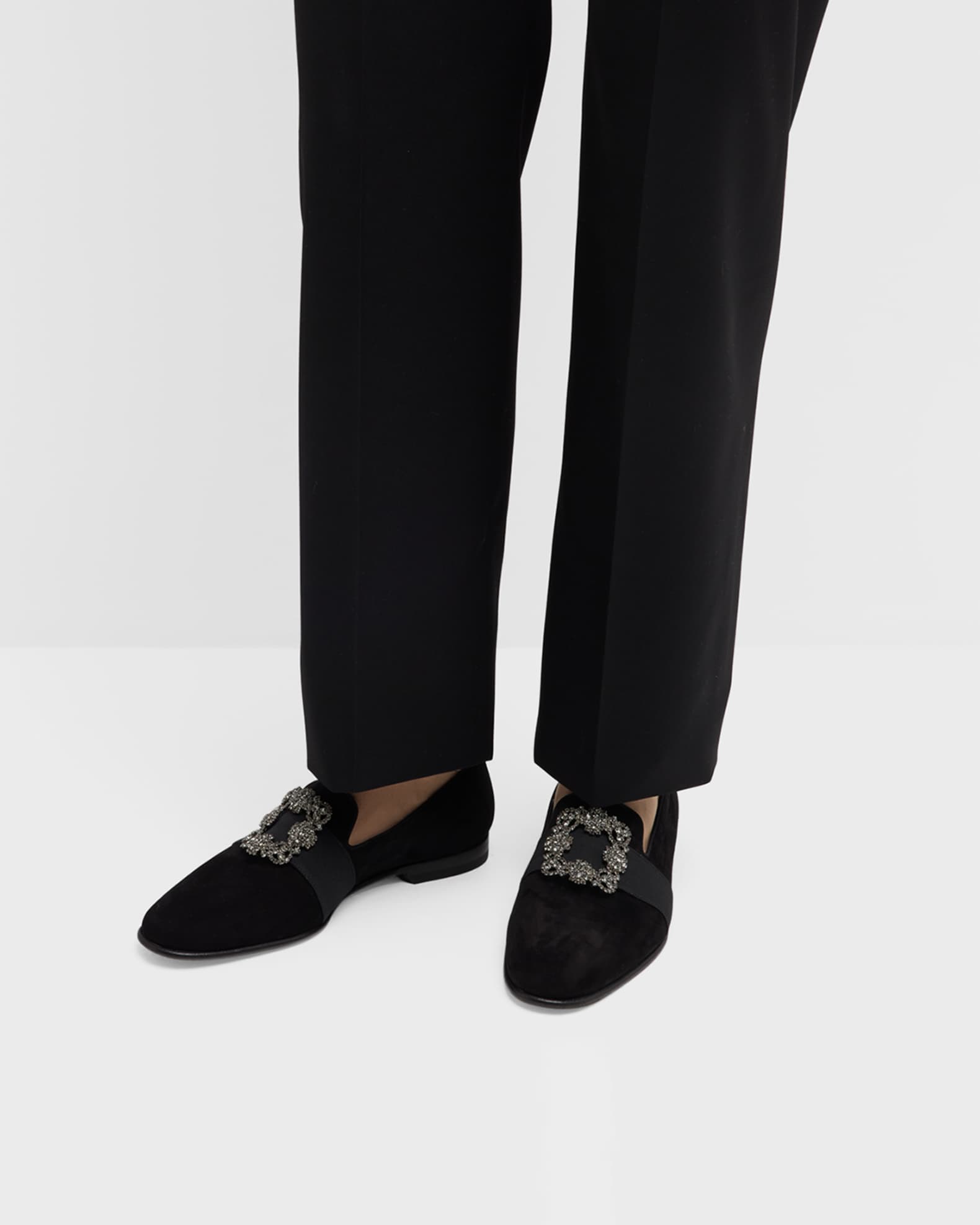Men's Carlton Suede Crystal Buckle Loafers 1