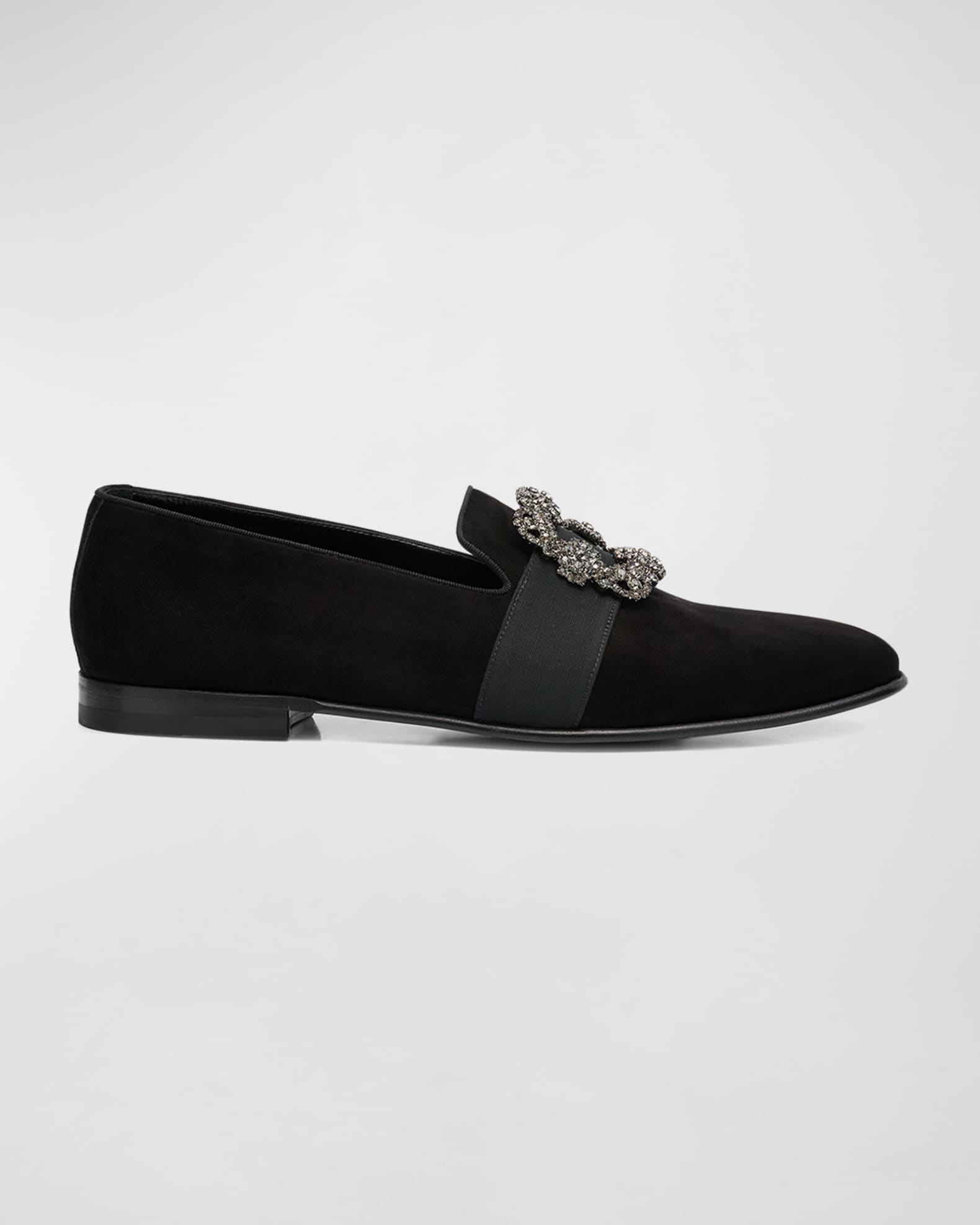 Men's Carlton Suede Crystal Buckle Loafers 0