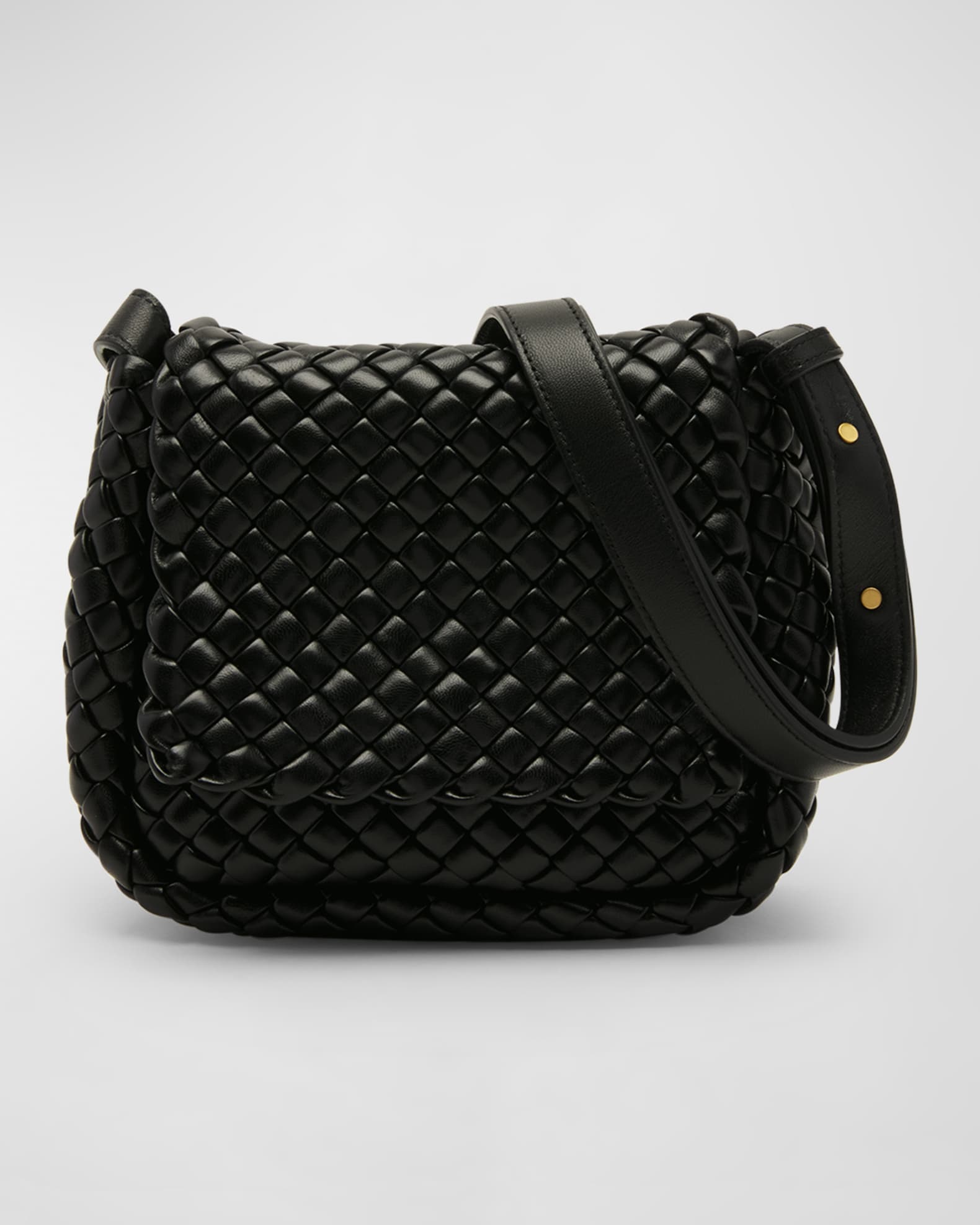 Bottega Veneta Woven Small Messenger Bag in Black for Men