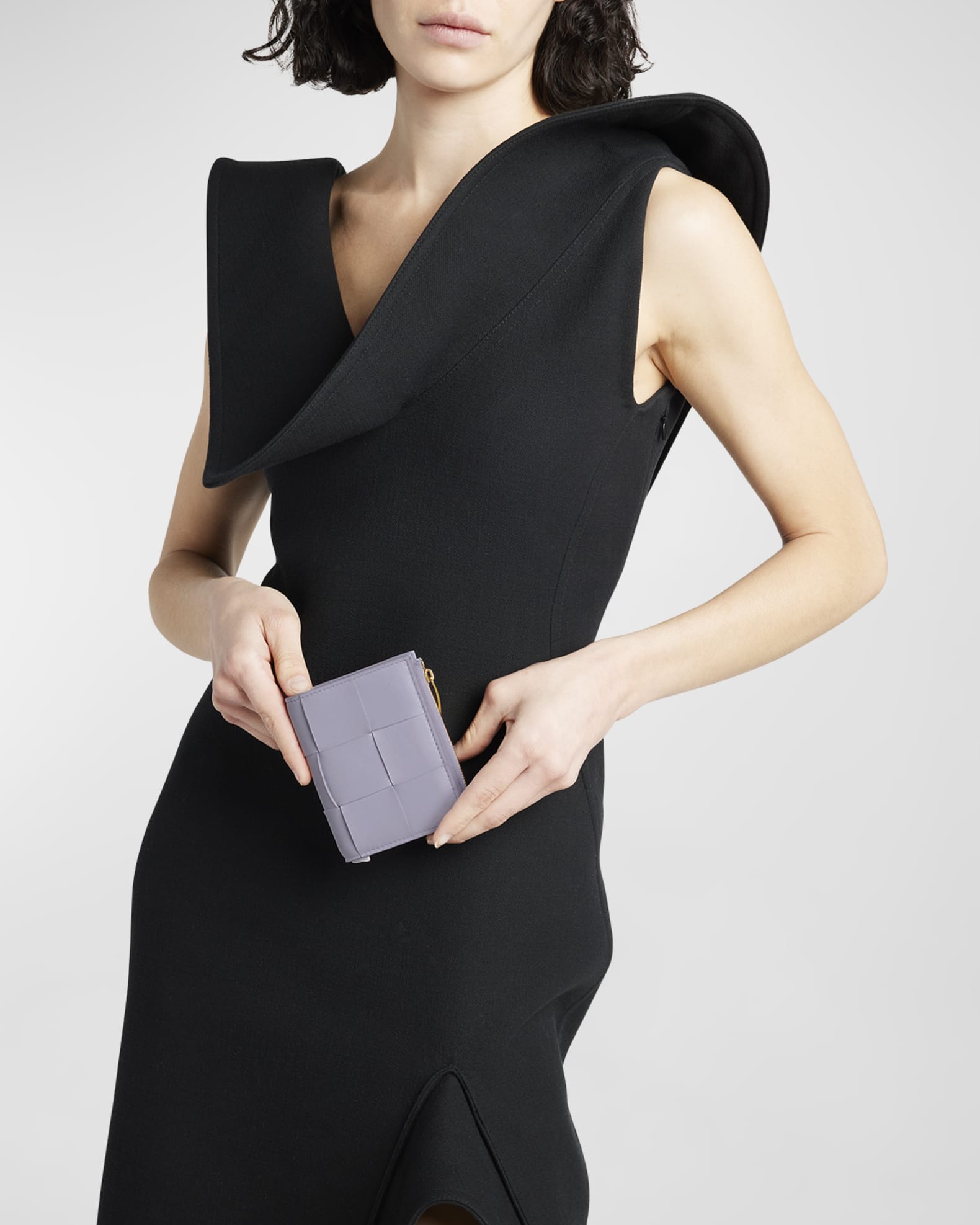 Bottega Veneta® Women's Small Bi-Fold Zip Wallet in Black. Shop online now.