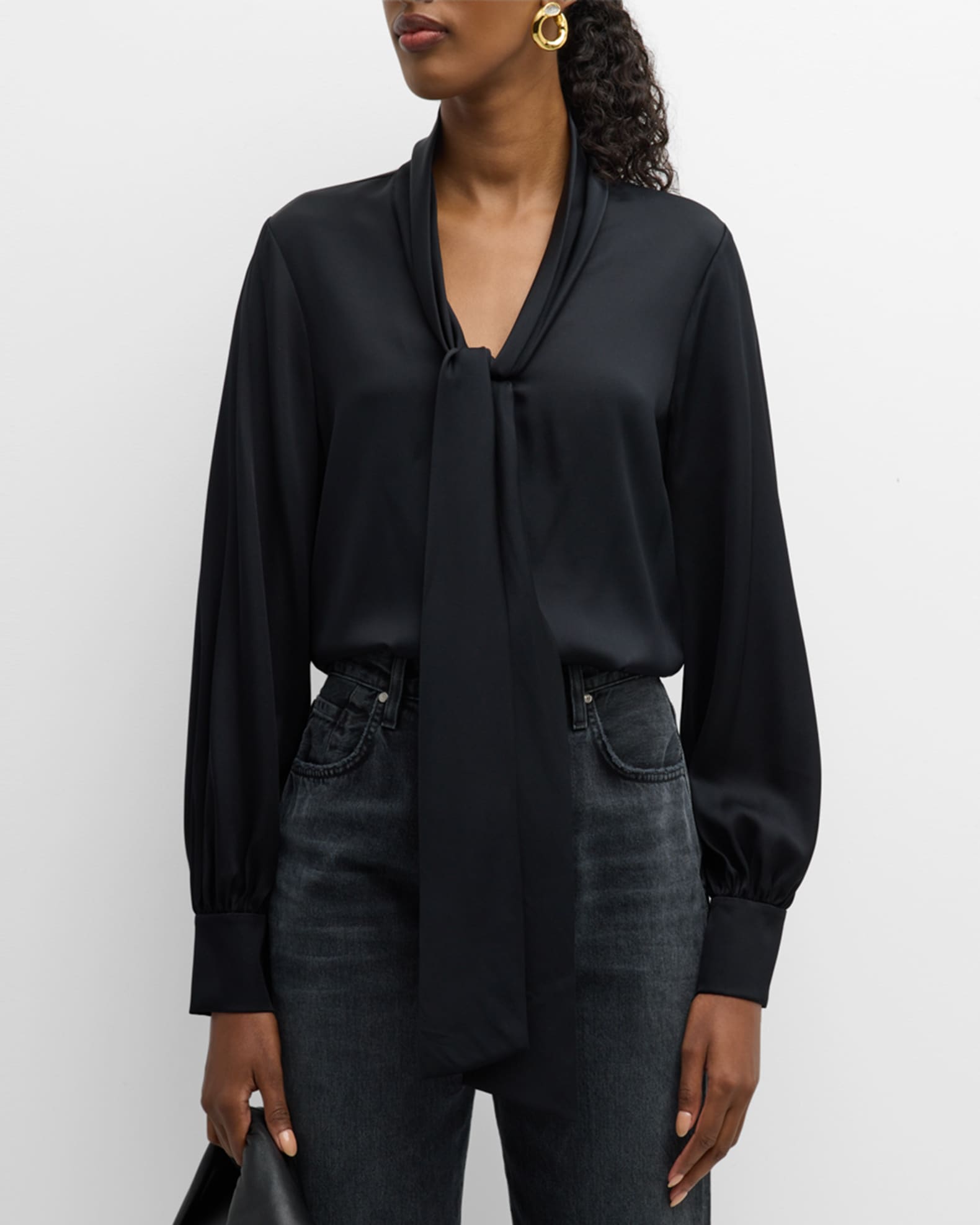 Tie Neck Silk Blouse