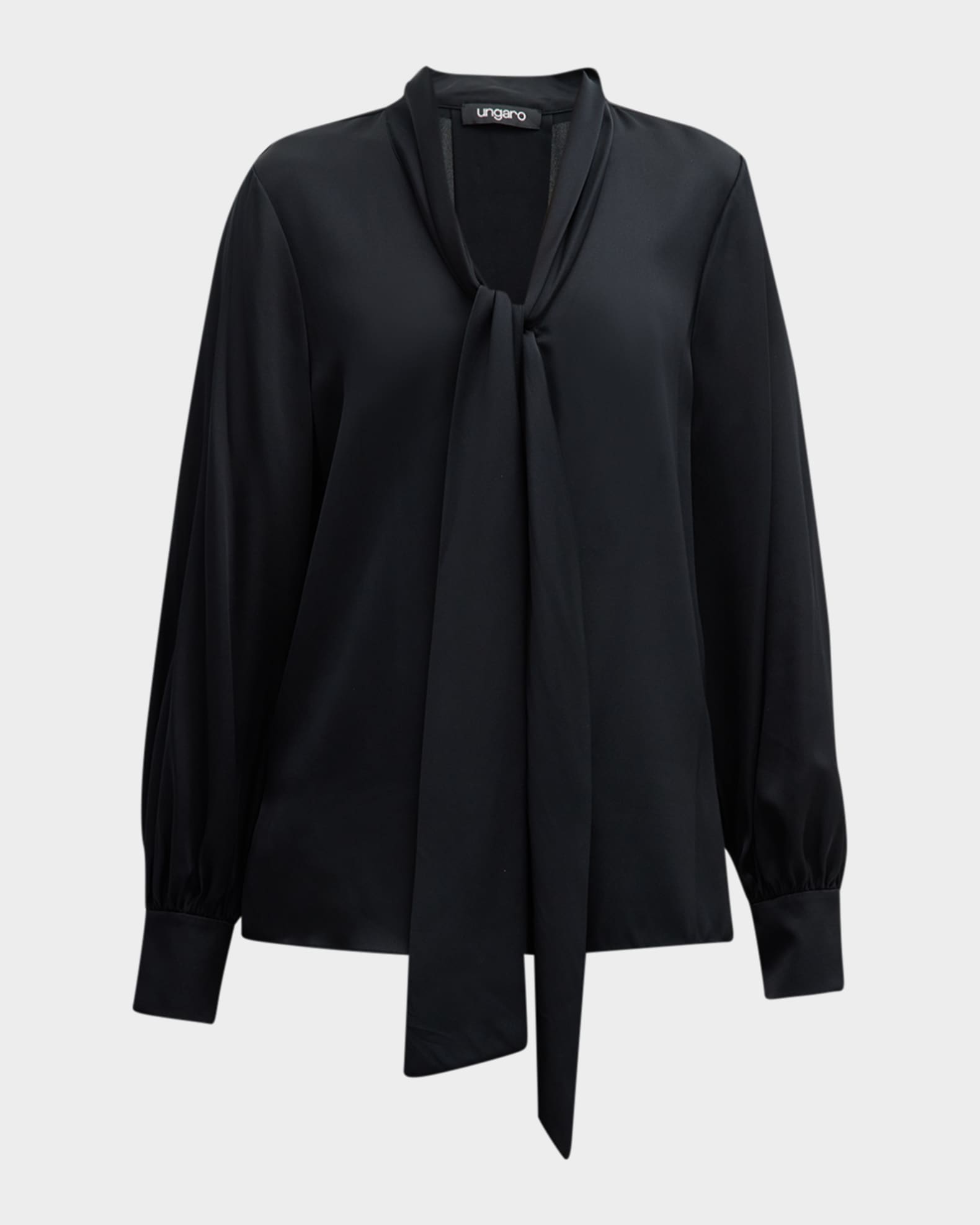 Cuffs Tie V-neck Silk Blouse main image 1