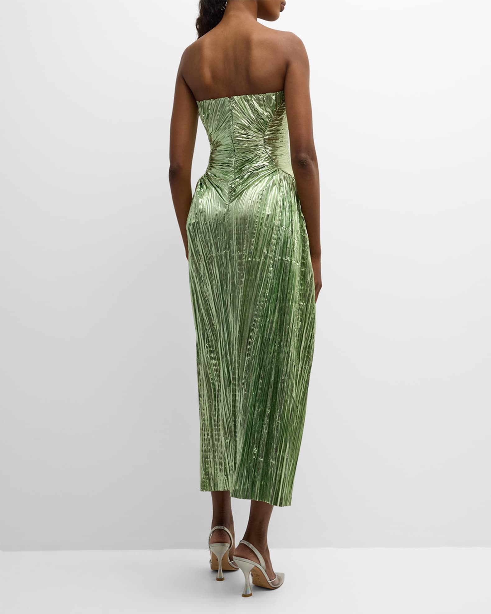Cult Gaia Ashika Strapless Metallic Plisse Gown | Neiman Marcus