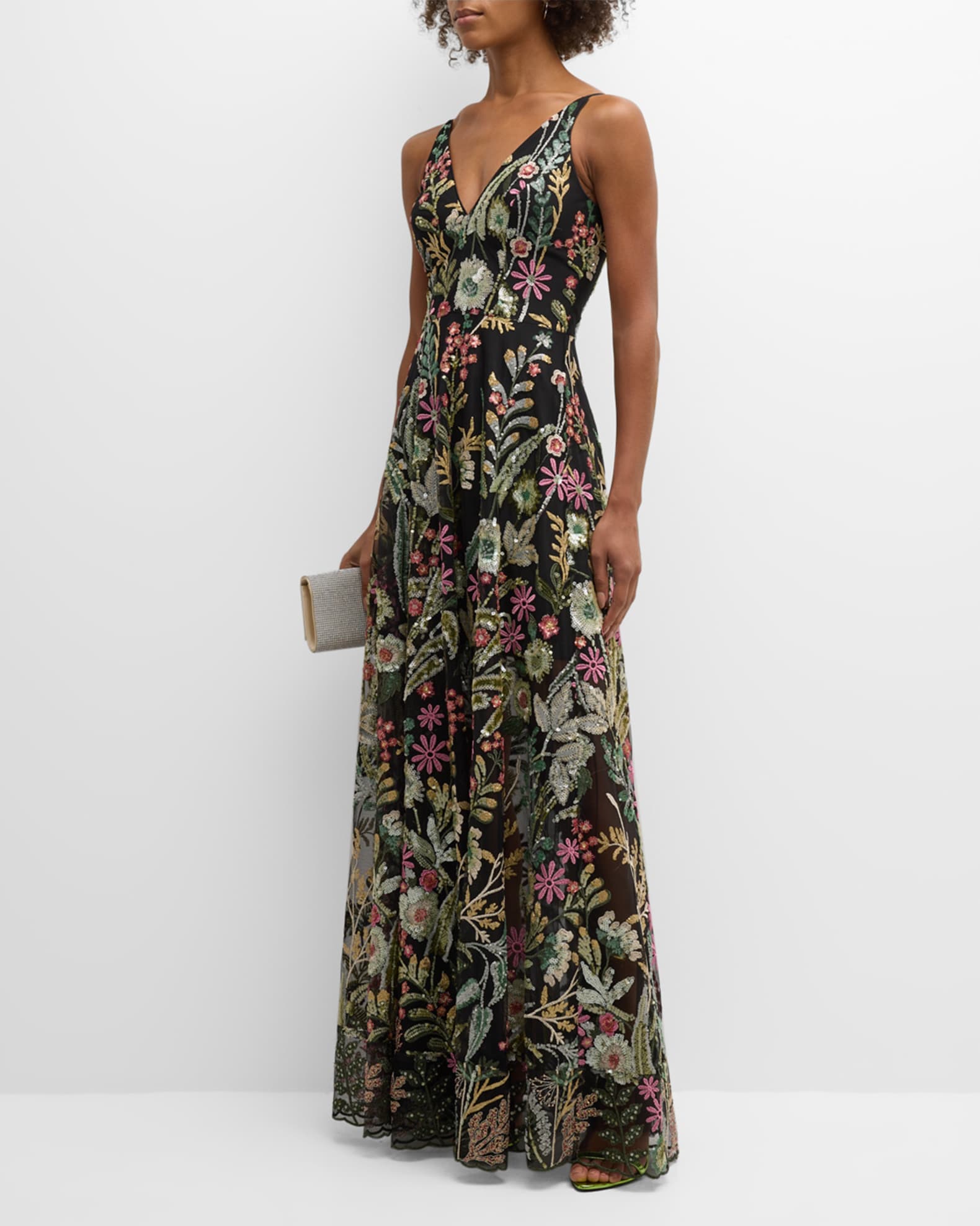 Dress the Population Black Label Ariyah Sleeveless Floral Sequin Gown ...