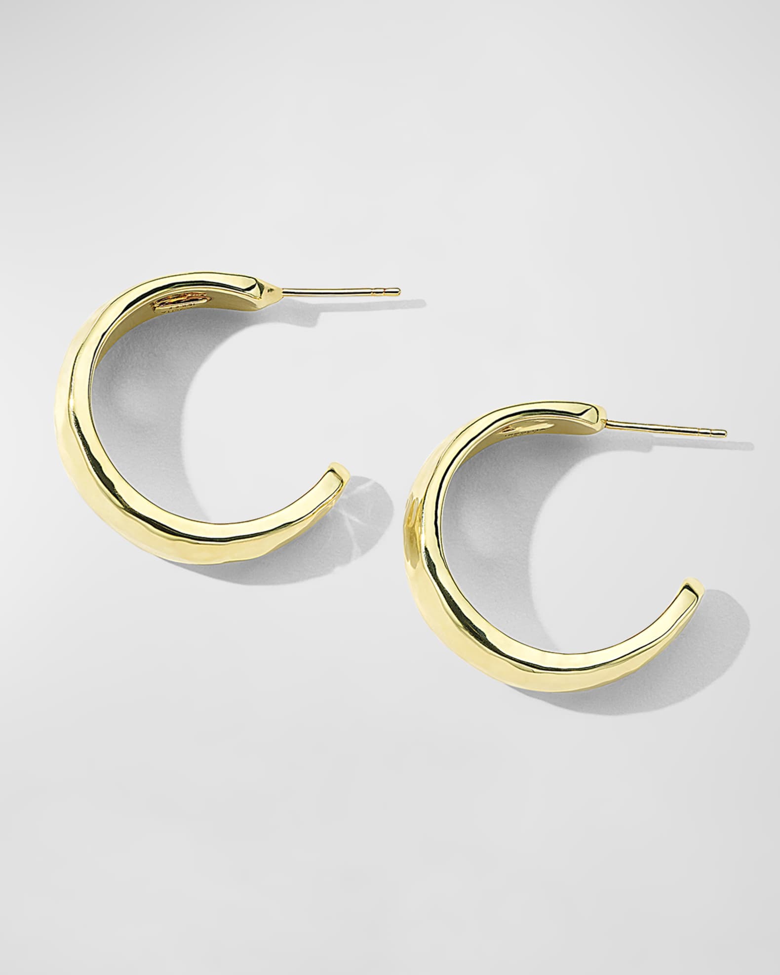 18K Gold Classico Hammered #2 Hoops Earrings 1