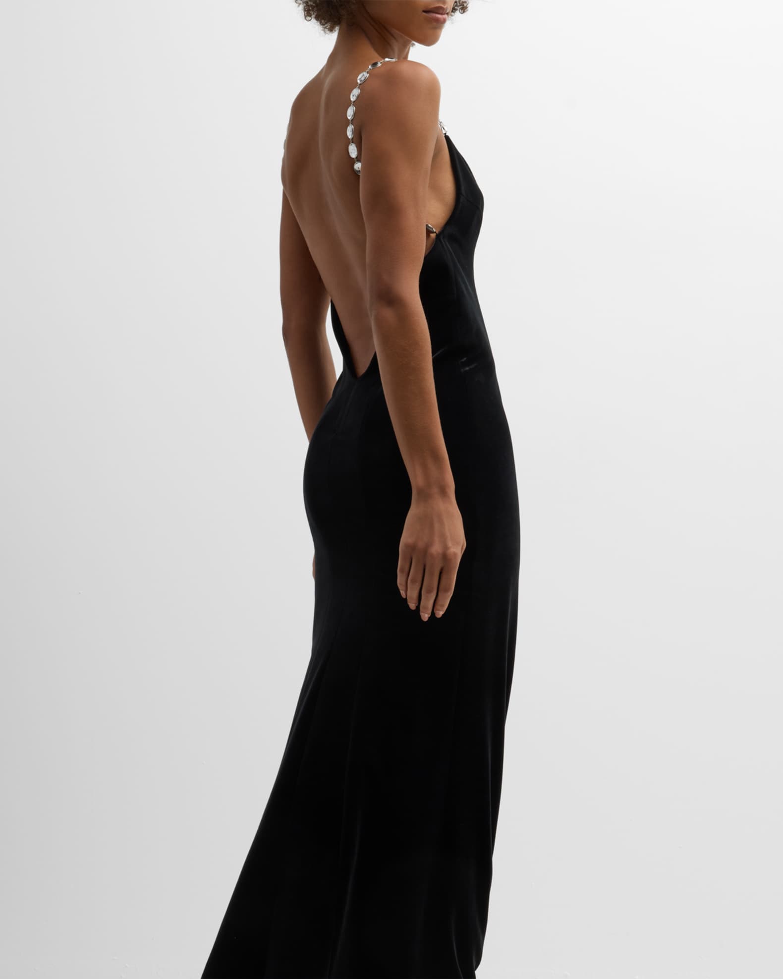 Galvan Avedon Globe Velvet Gown with Chain Straps Neiman Marcus