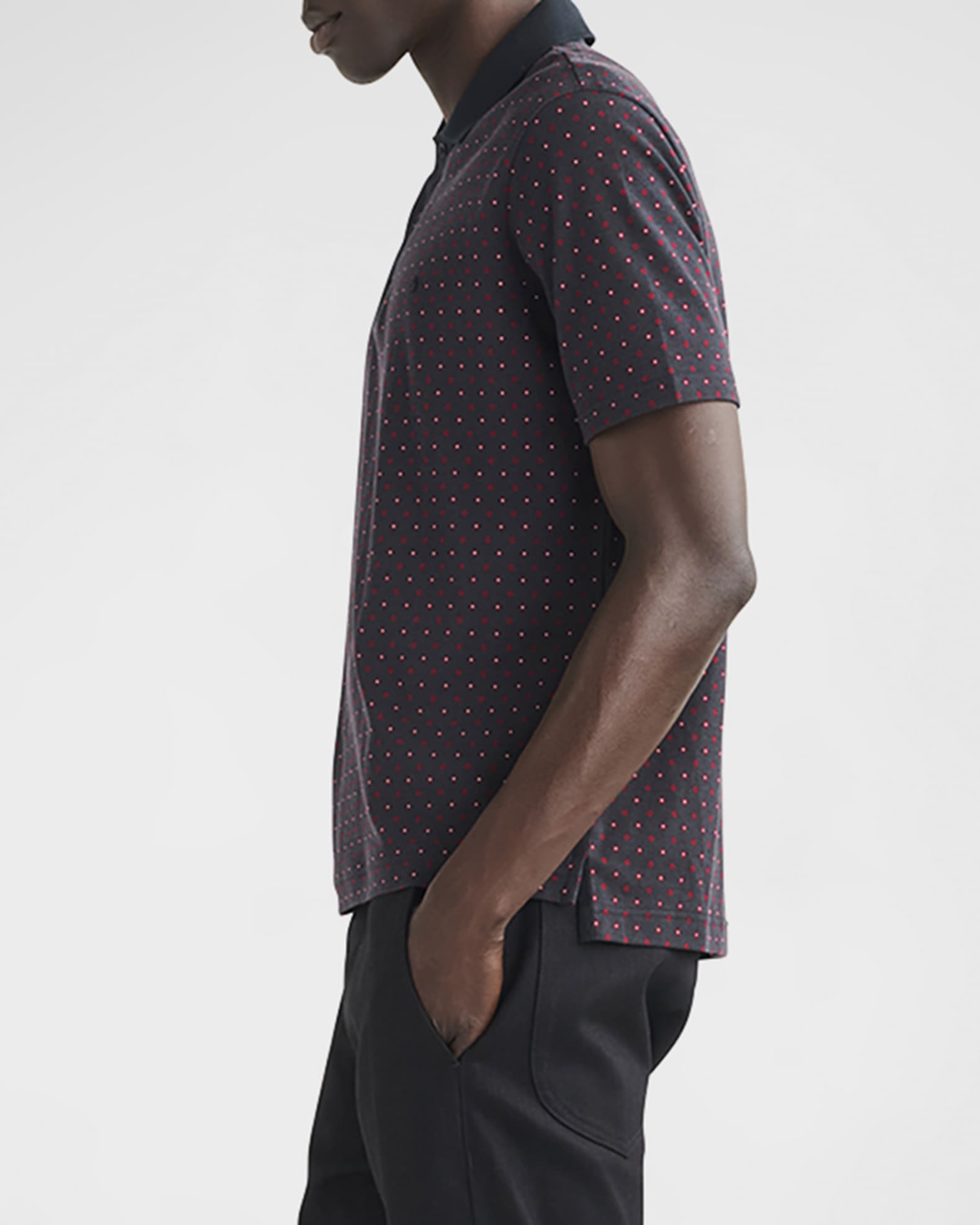 Rag & Bone Men's Geometric Interlock Polo Shirt | Neiman Marcus