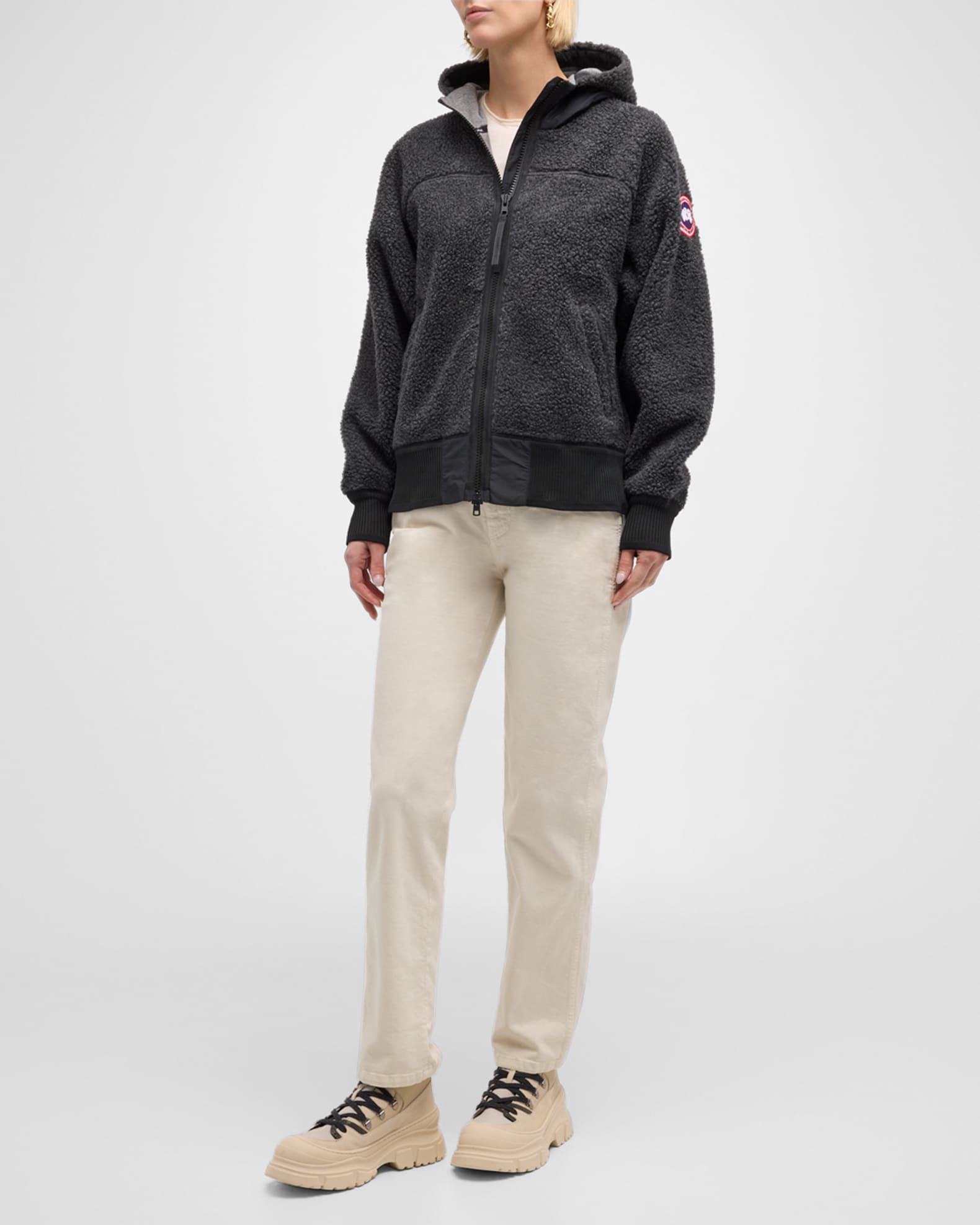 Canada Goose Simcoe Oversized Fleece Hoodie, Black | Neiman Marcus