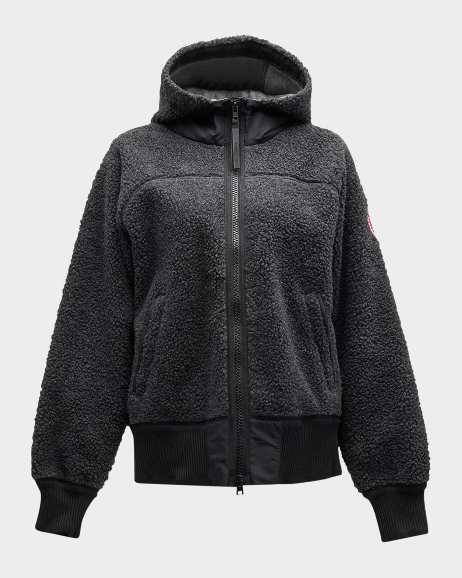 Canada Goose Simcoe Oversized Fleece Hoodie, Black | Neiman Marcus