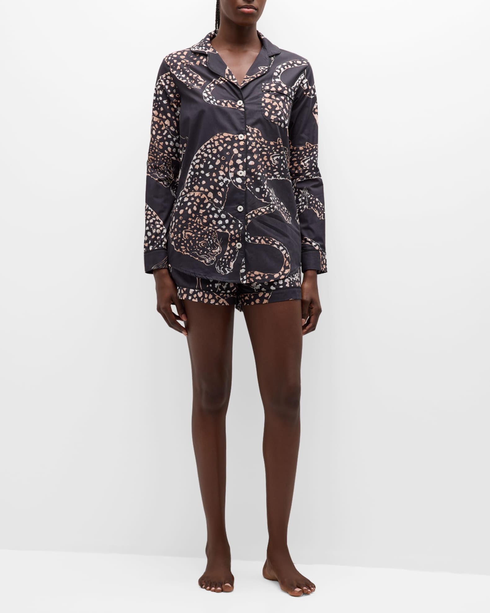 Desmond & Dempsey AnimalPrint Cotton Pajama Set Neiman Marcus