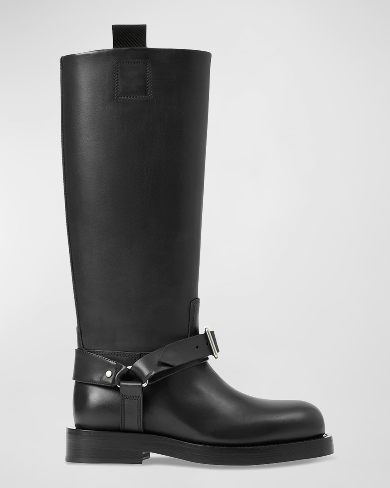 Burberry Saddle Leather Tall Moto Boots | Neiman Marcus