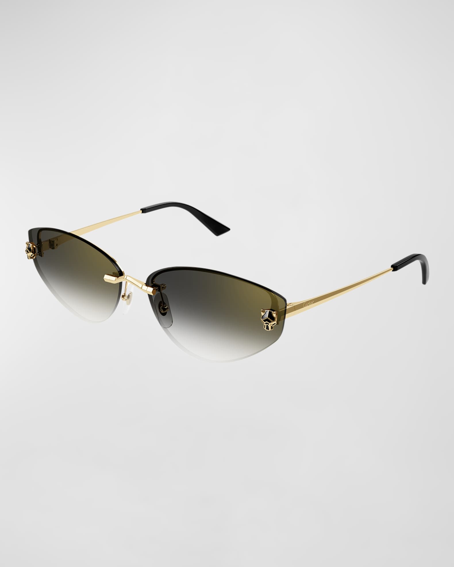 Rimless Panther Metal Alloy Cat Eye Sunglasses