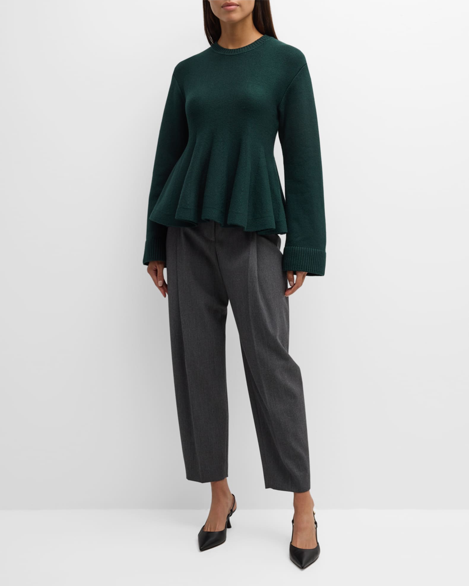 ADEAM Wendy Knit Peplum Sweater | Neiman Marcus