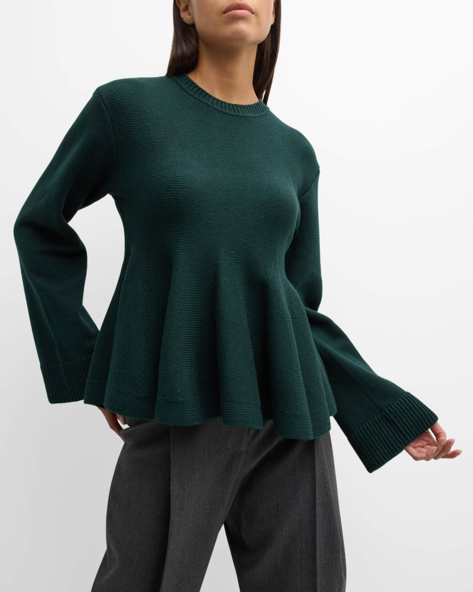 ADEAM Wendy Knit Peplum Sweater | Neiman Marcus