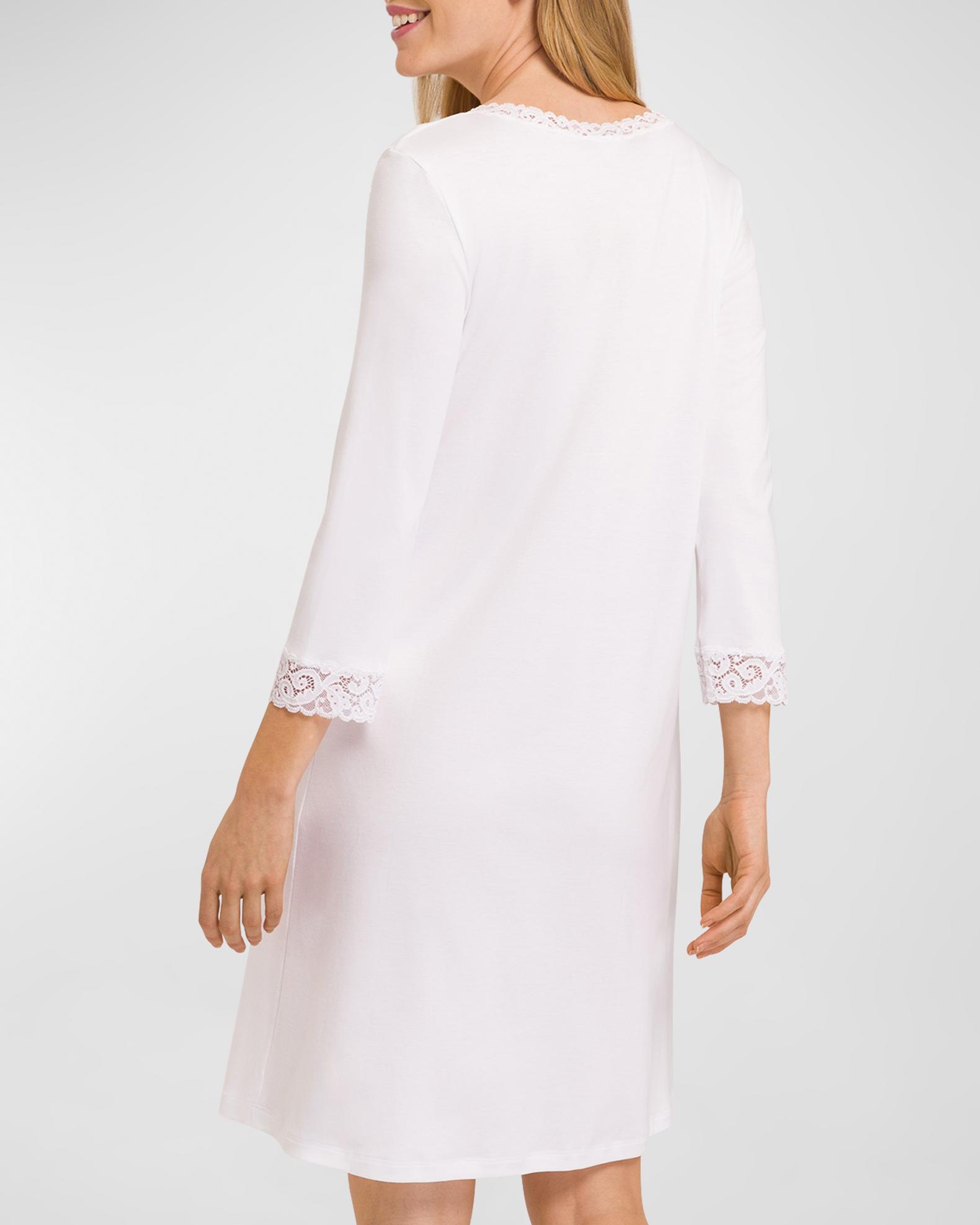 Hanro Moments Lace-Trim Cotton Nightgown | Neiman Marcus