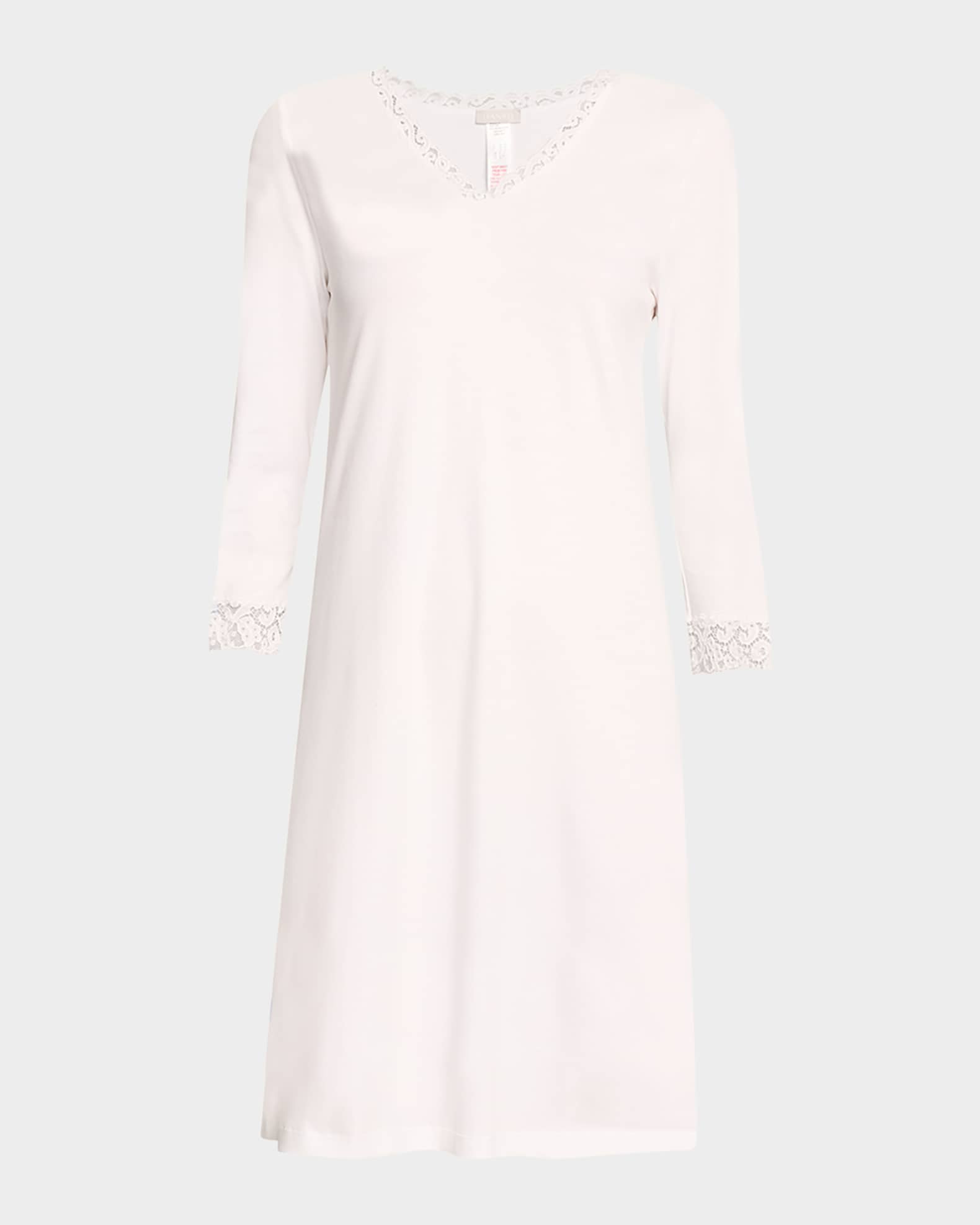 Shop Hanro Moments Cotton Lace-Trim Nightgown