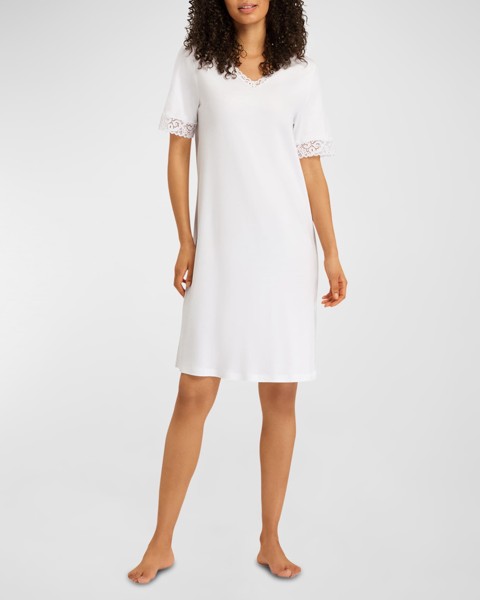 Moments Short Sleeve Lace Cotton Nightgown