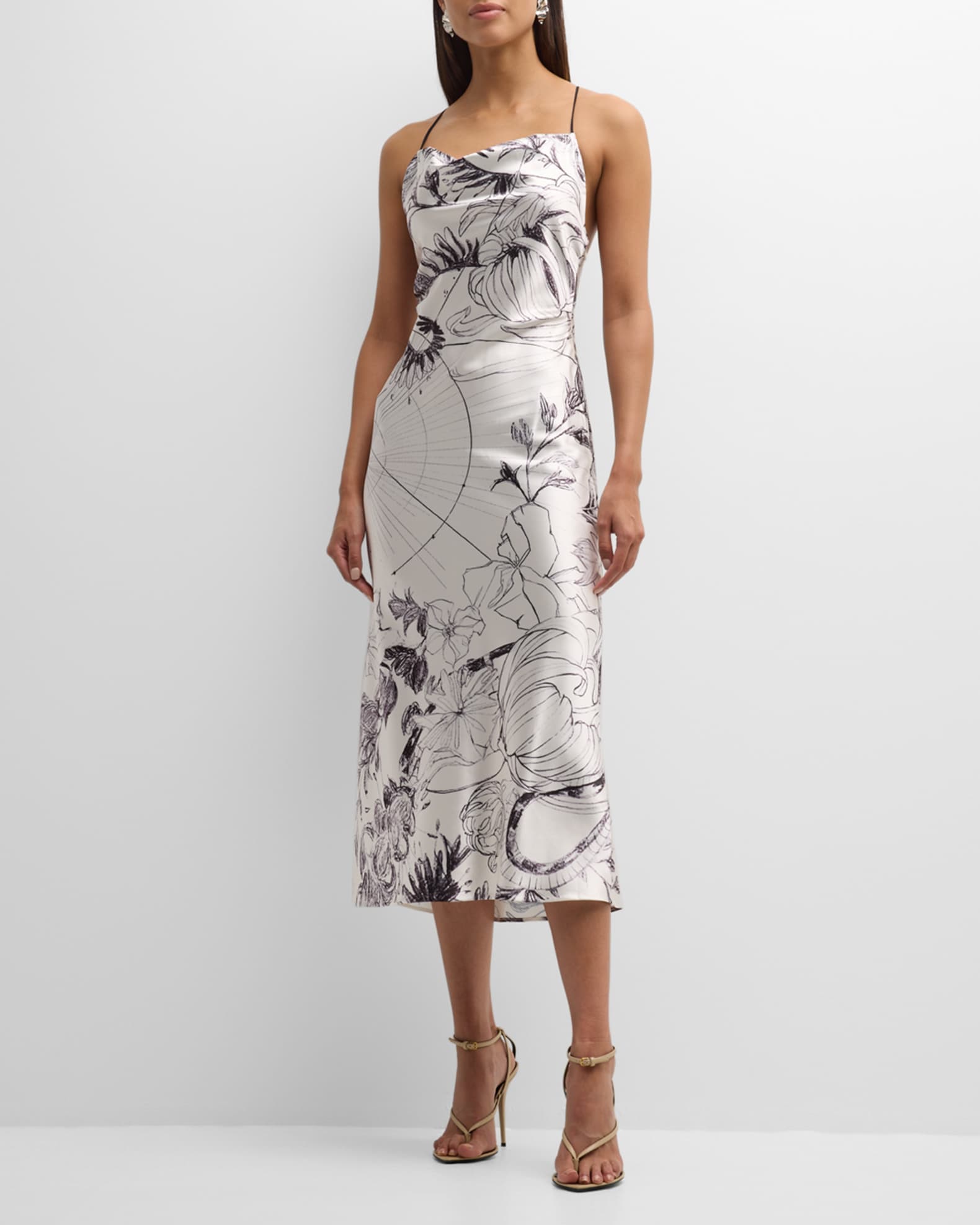 Jason Wu Collection Cosmic Floral Print Satin Slip Dress | Neiman Marcus