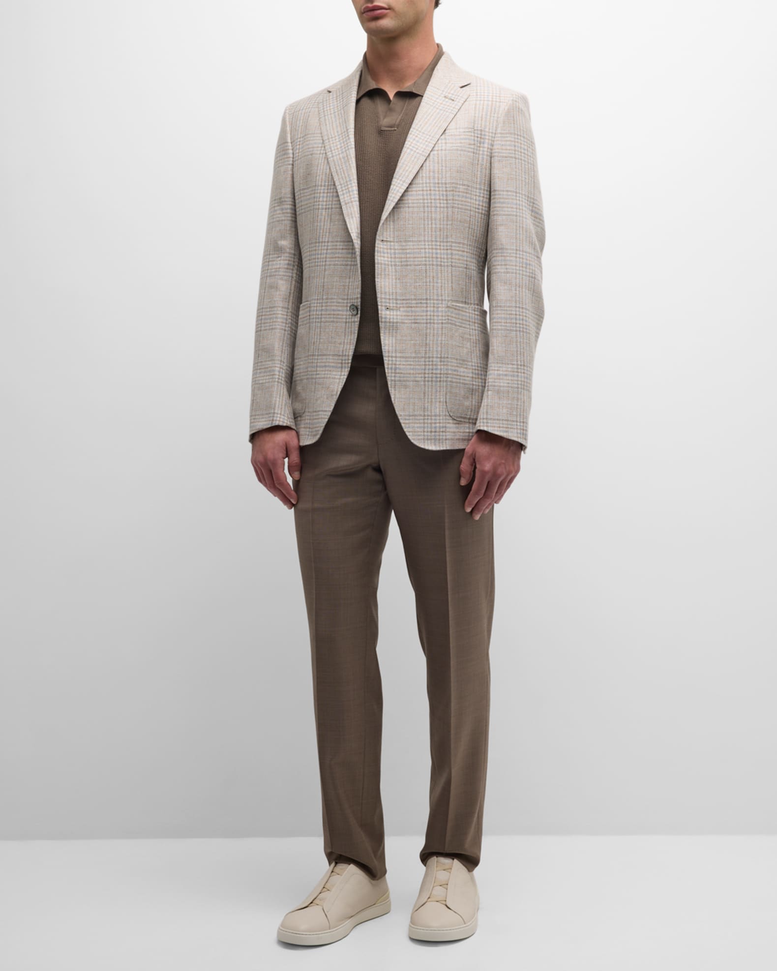 Men's Plaid Linen-Wool Sport Coat 1