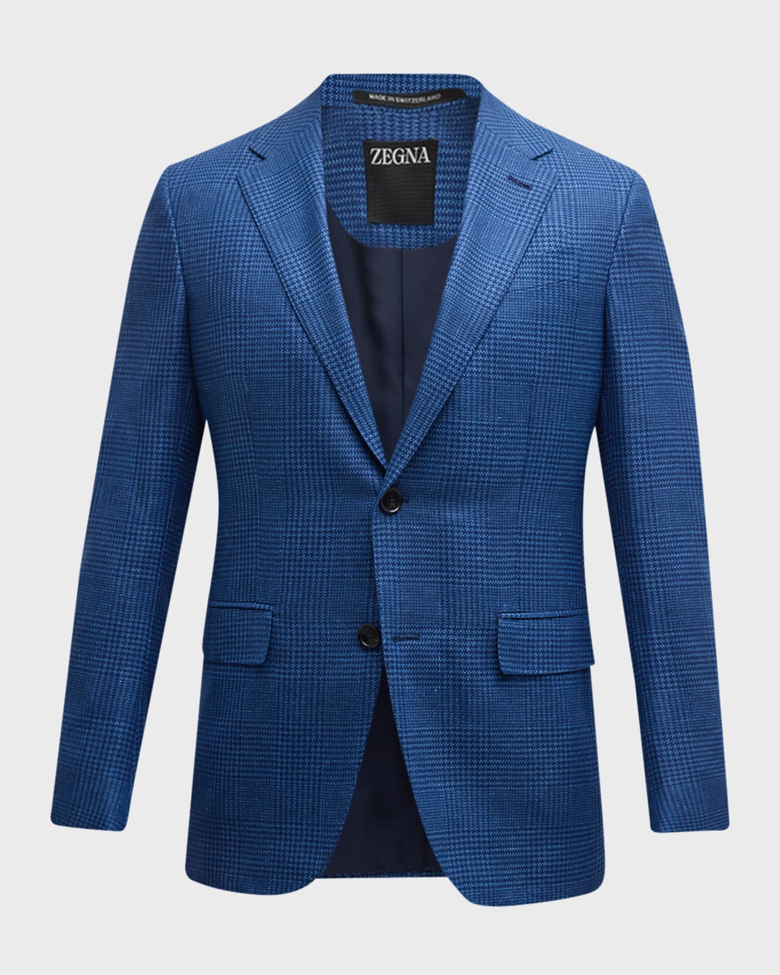Men s Plaid Cashmere Linen Sport Coat