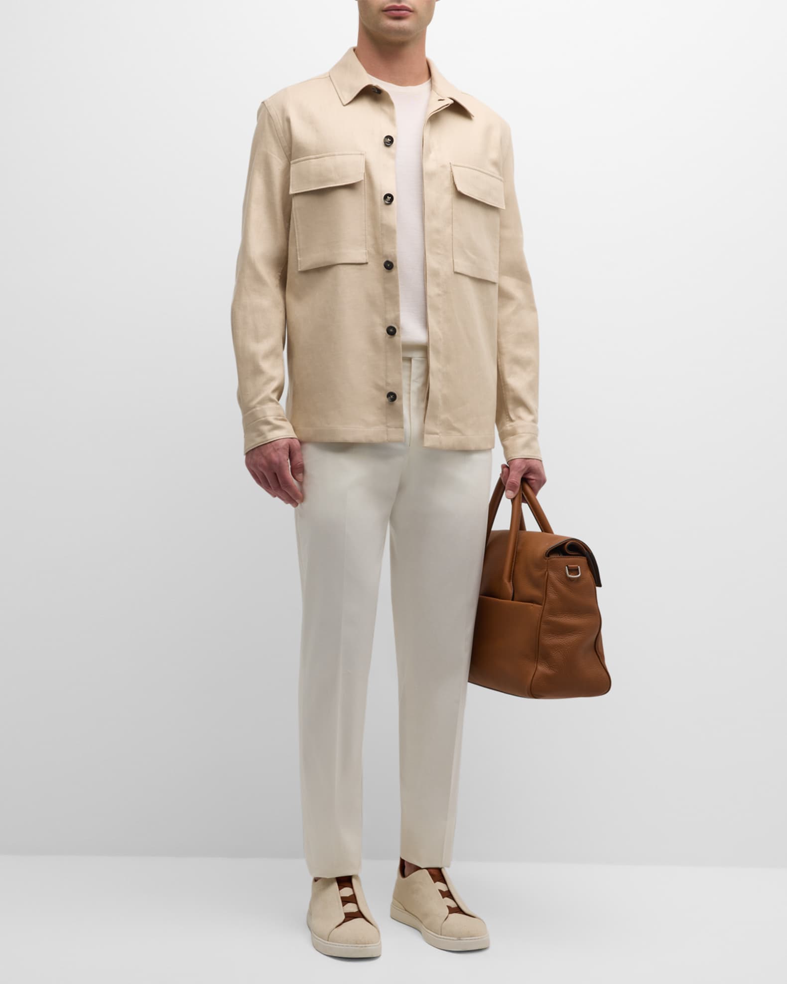 ZEGNA Men's Premium Cotton Trousers Neiman Marcus