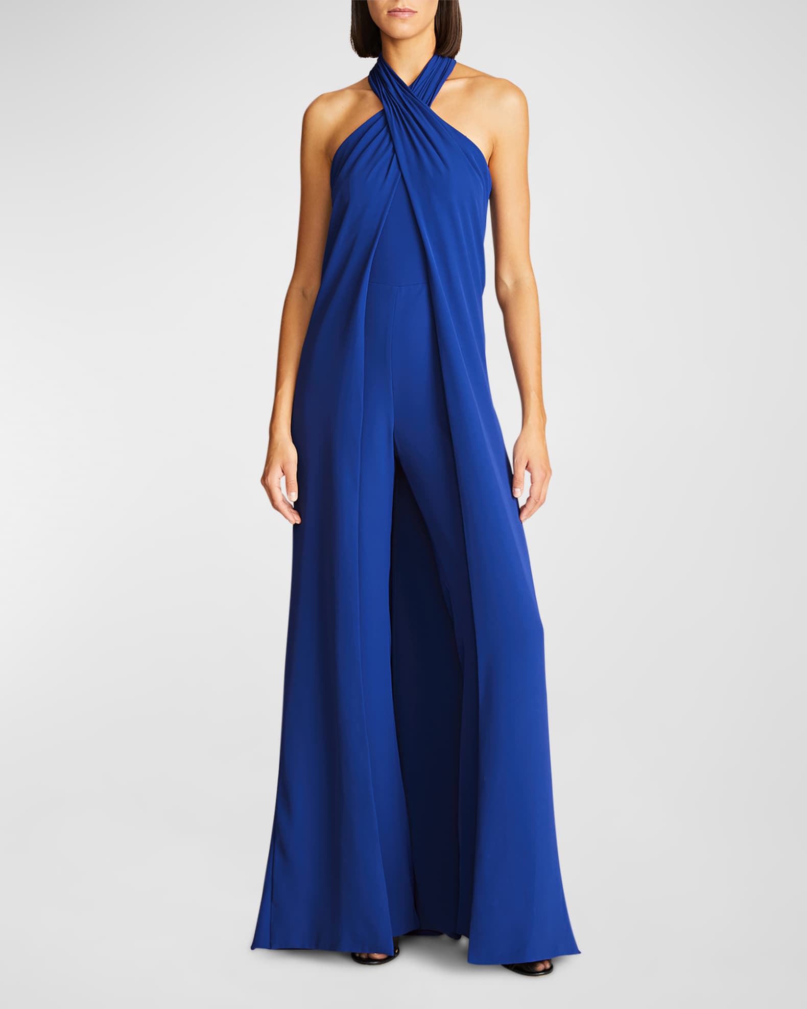 Halston heritage asymmetric crepe jumpsuit 2025